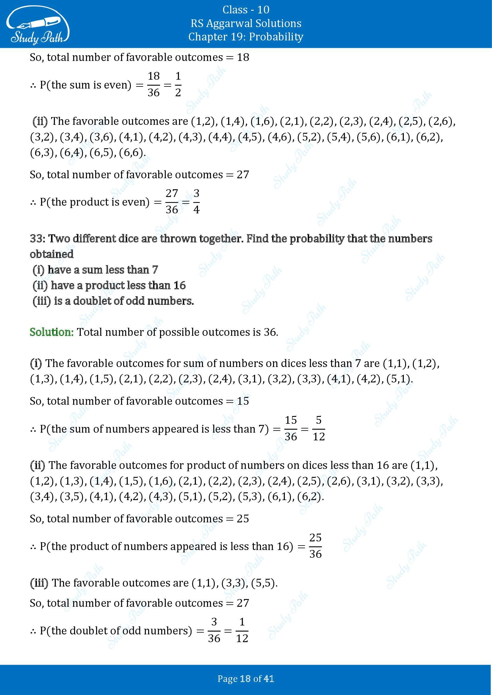 RS Aggarwal Solutions for Class 10 Chapter 19 Probability Exercise 19 00018