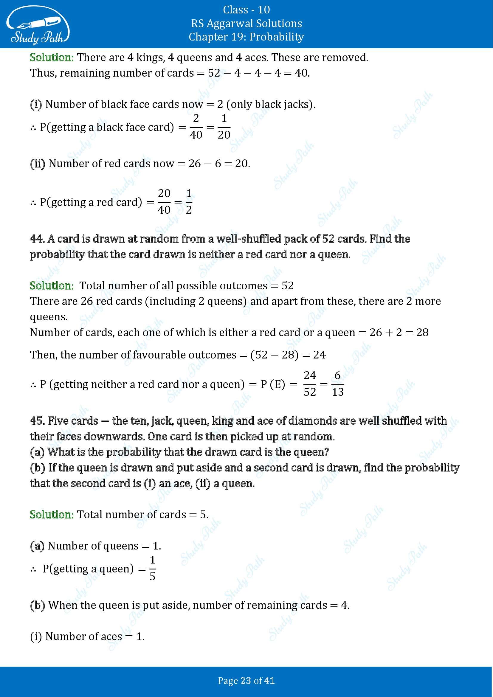RS Aggarwal Solutions for Class 10 Chapter 19 Probability Exercise 19 00023