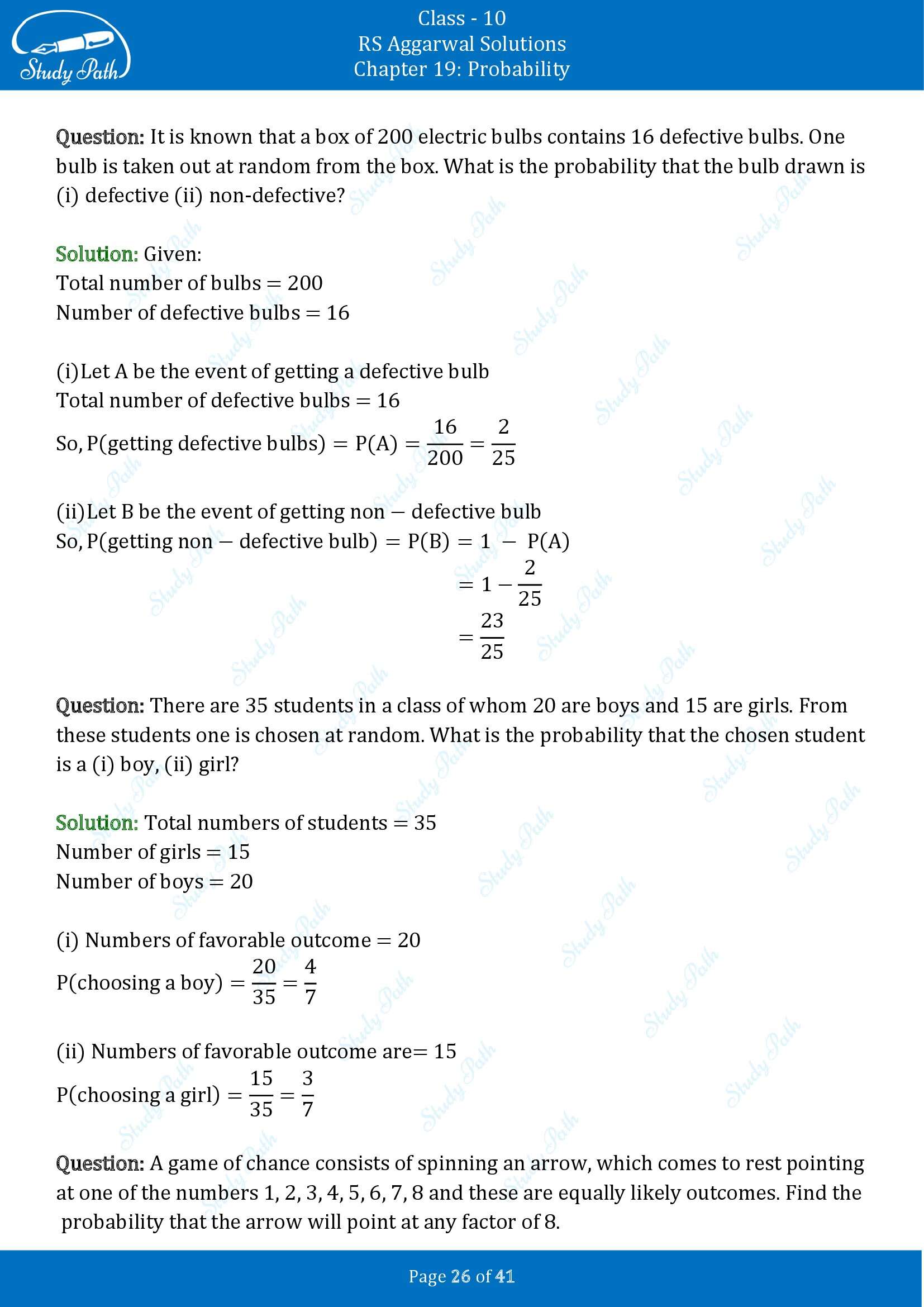 RS Aggarwal Solutions for Class 10 Chapter 19 Probability Exercise 19 00026
