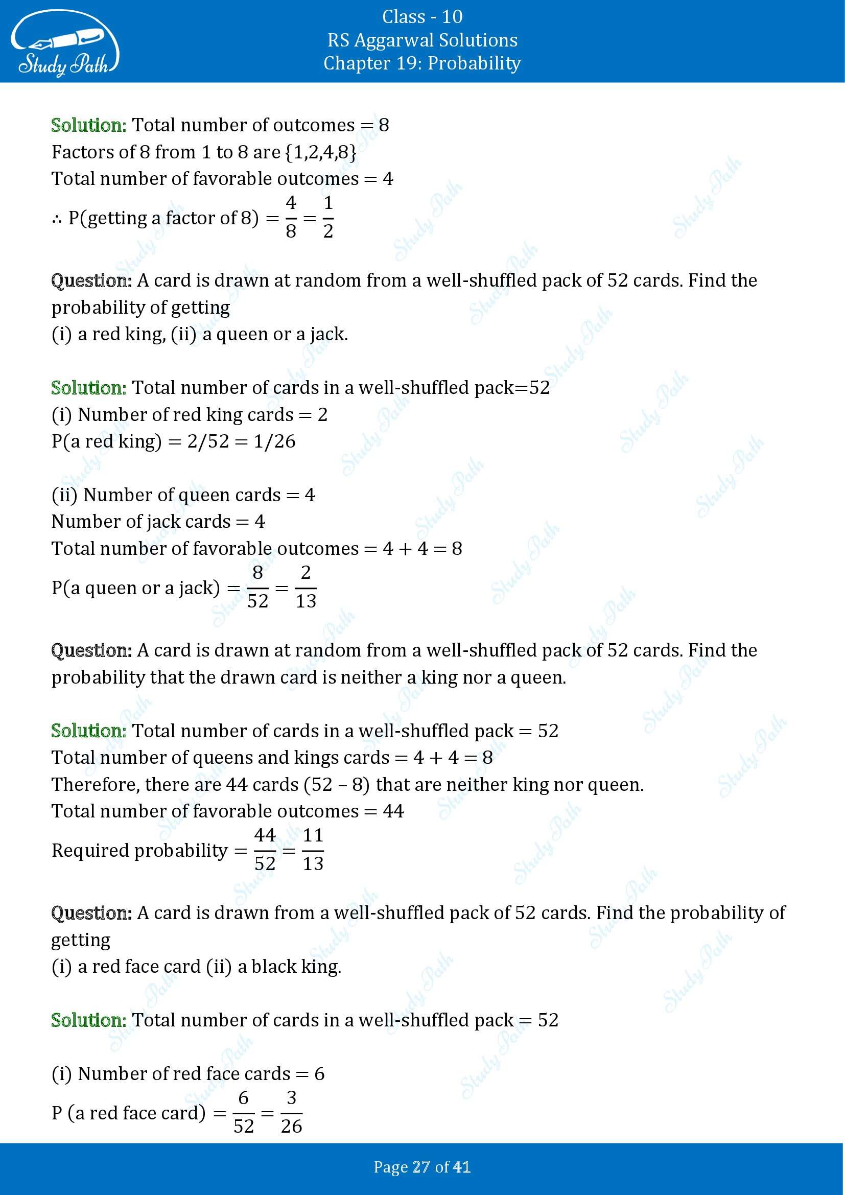 RS Aggarwal Solutions for Class 10 Chapter 19 Probability Exercise 19 00027