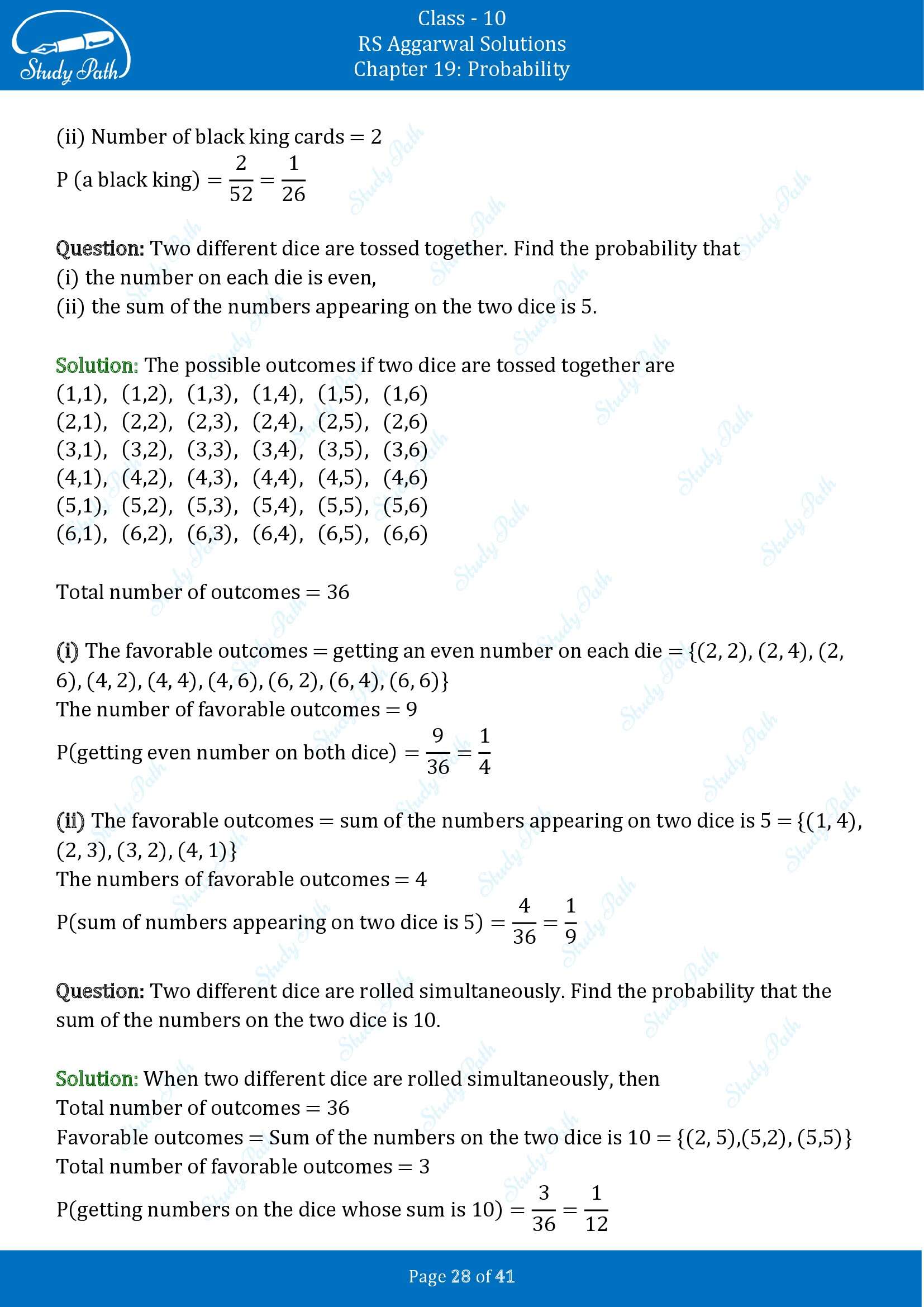 RS Aggarwal Solutions for Class 10 Chapter 19 Probability Exercise 19 00028