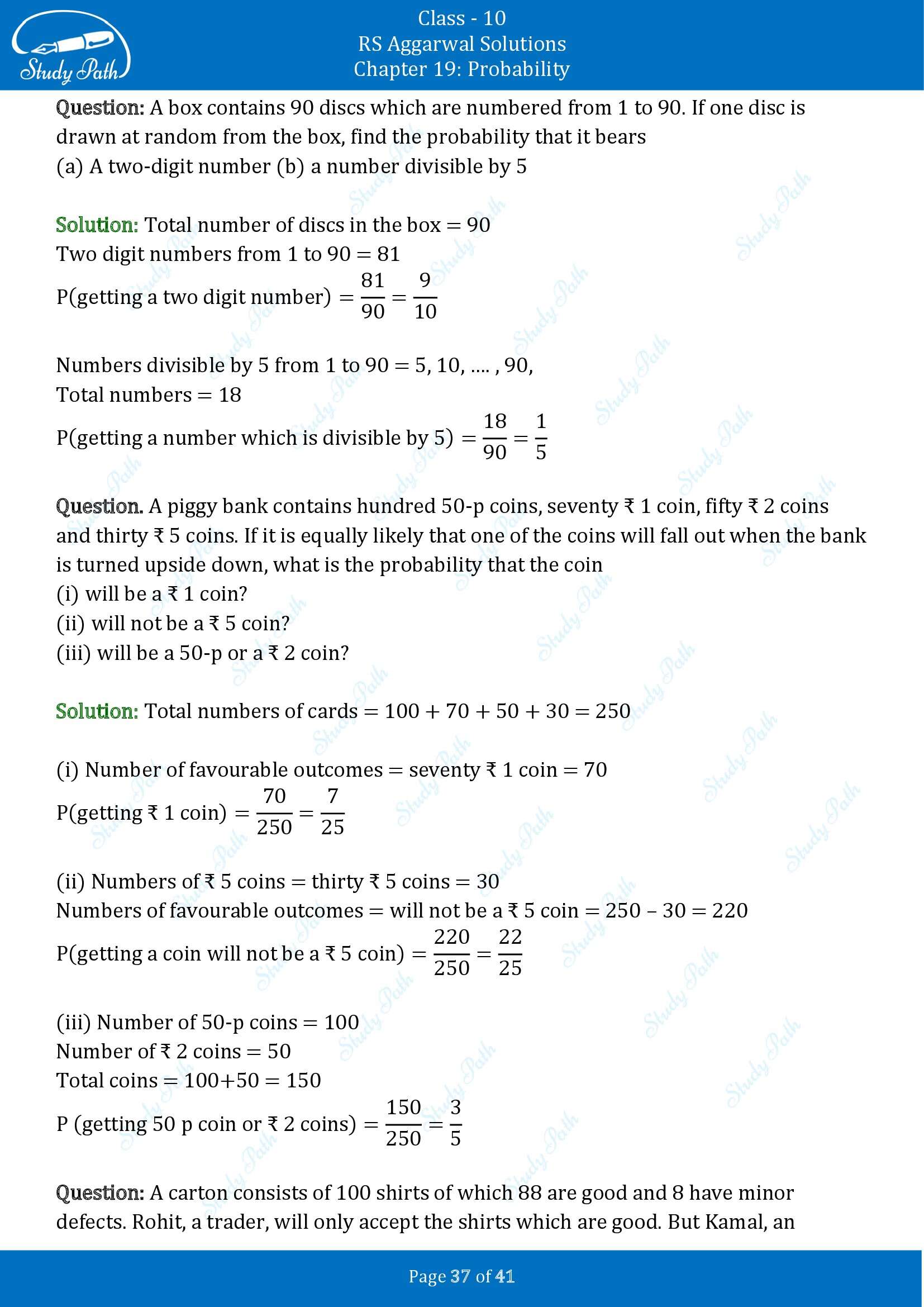 RS Aggarwal Solutions for Class 10 Chapter 19 Probability Exercise 19 00037