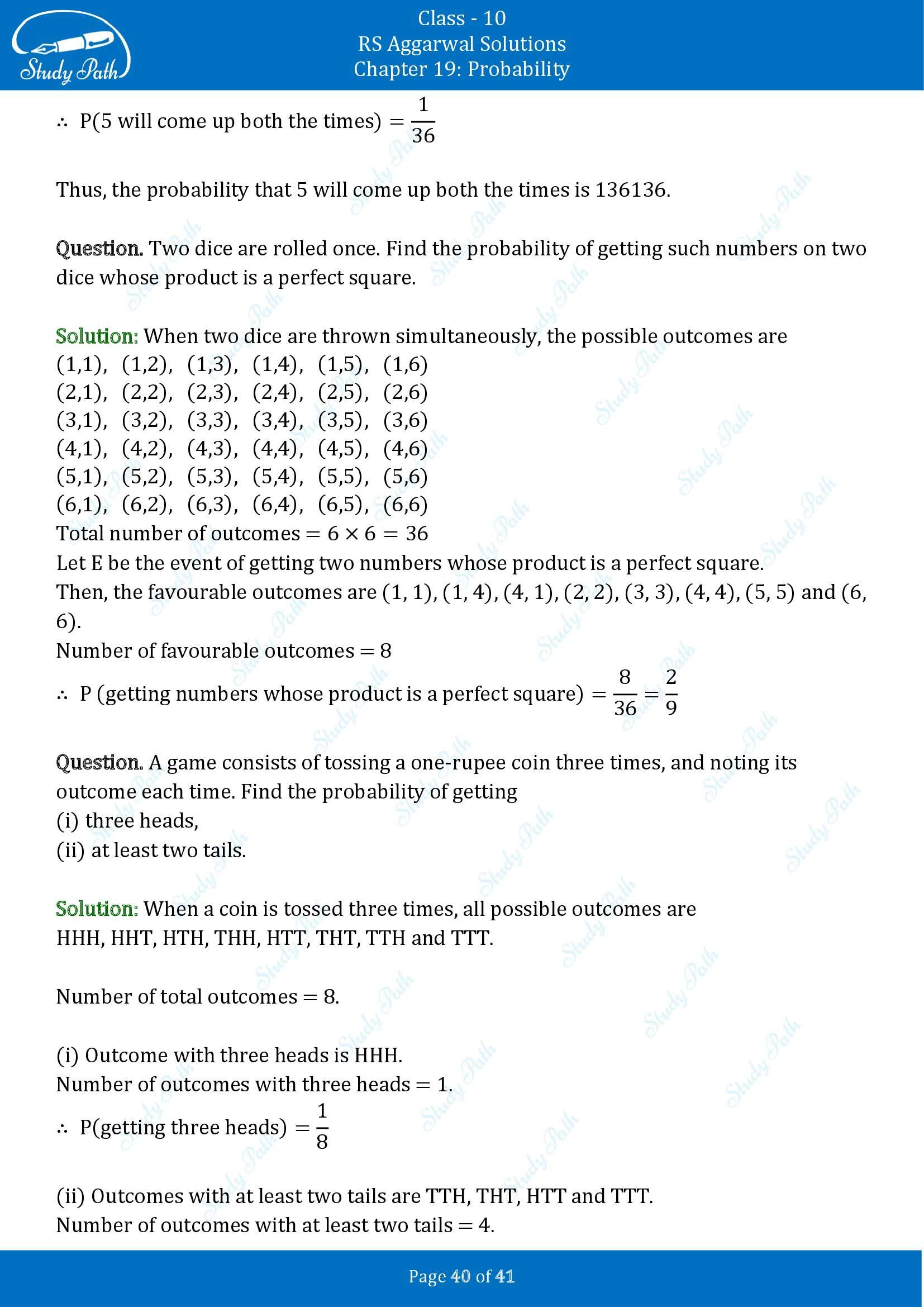 RS Aggarwal Solutions for Class 10 Chapter 19 Probability Exercise 19 00040