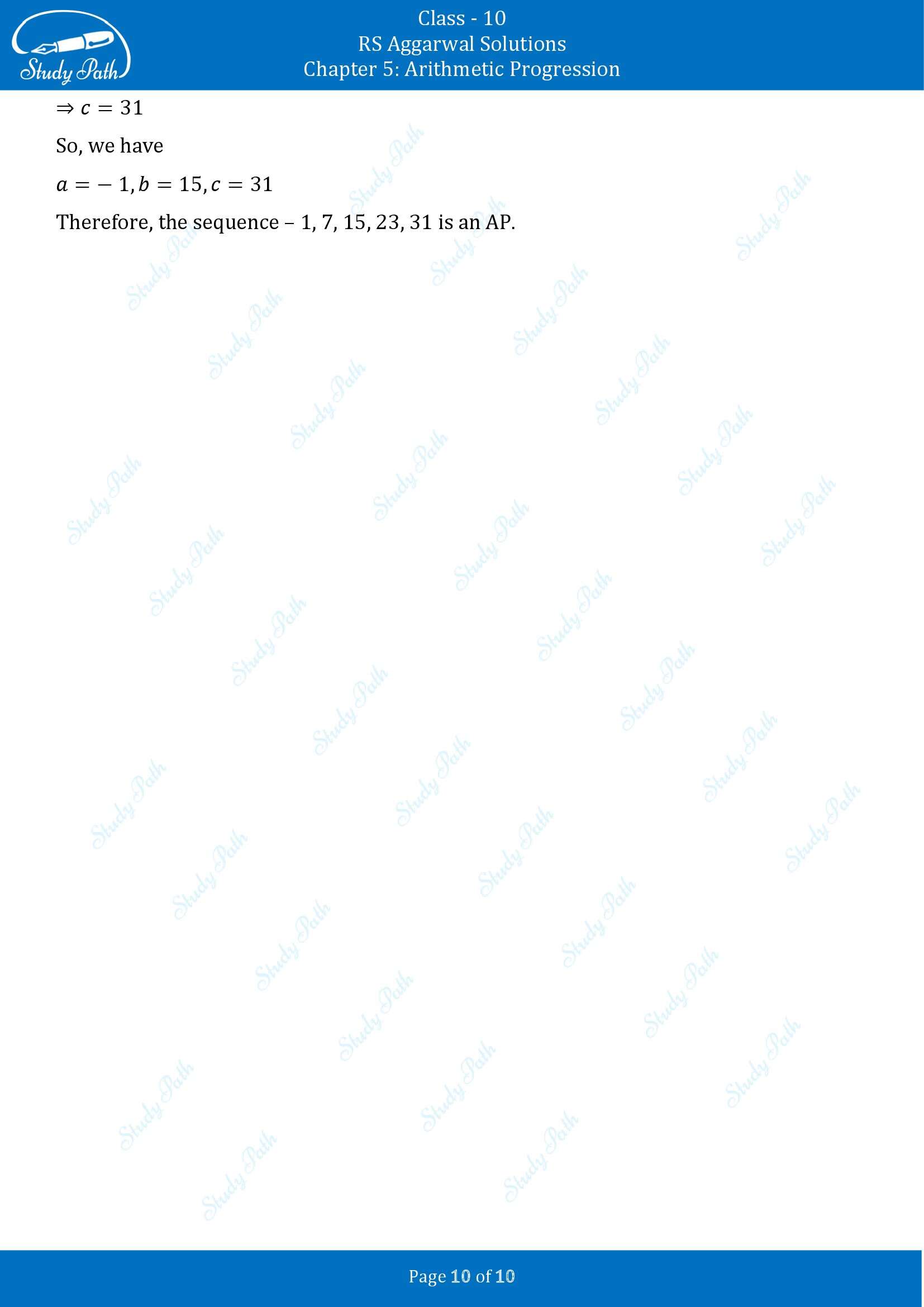 RS Aggarwal Solutions for Class 10 Chapter 5 Arithmetic Progression Exercise 5B 00010