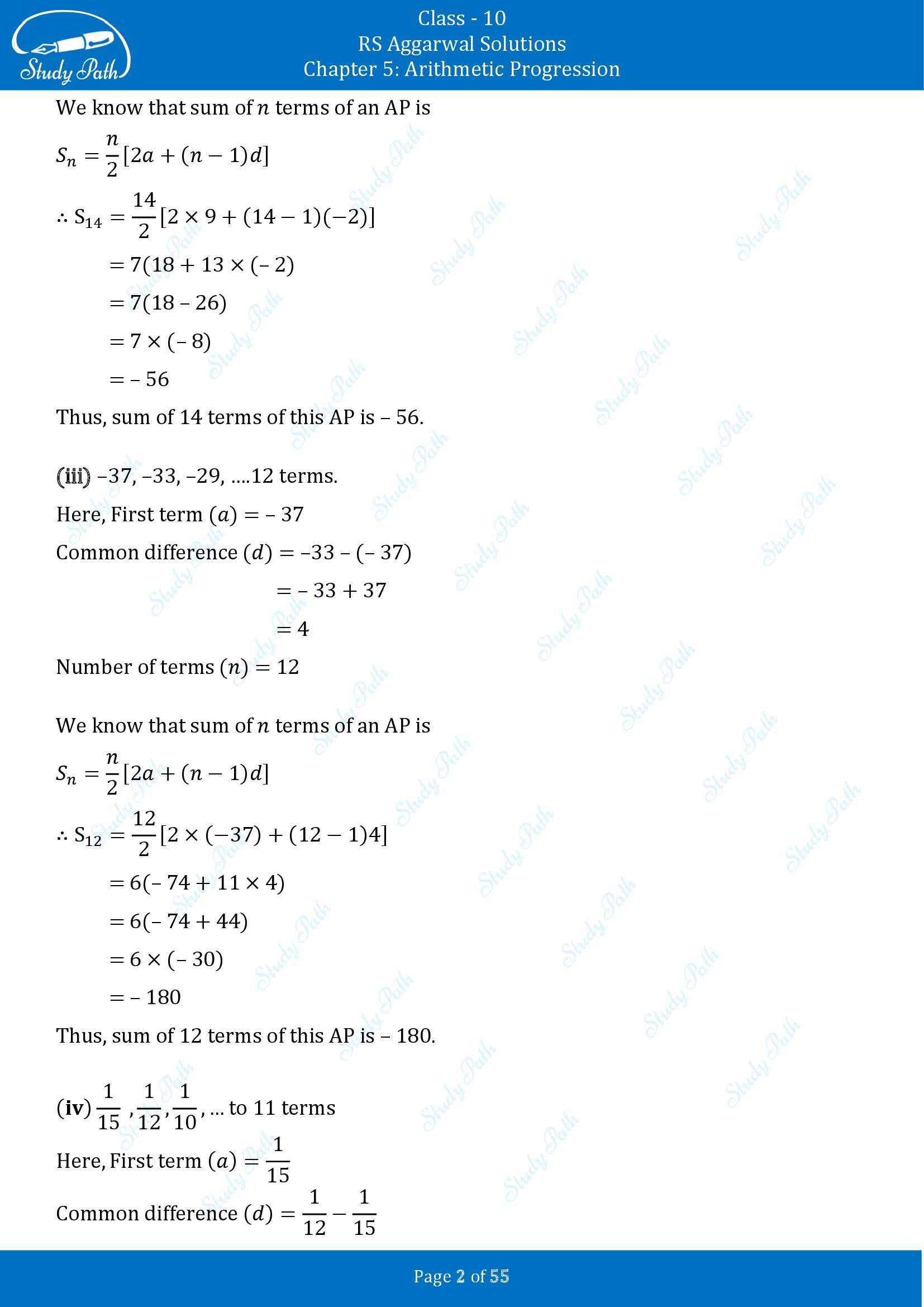 RS Aggarwal Solutions for Class 10 Chapter 5 Arithmetic Progression Exercise 5C 00002