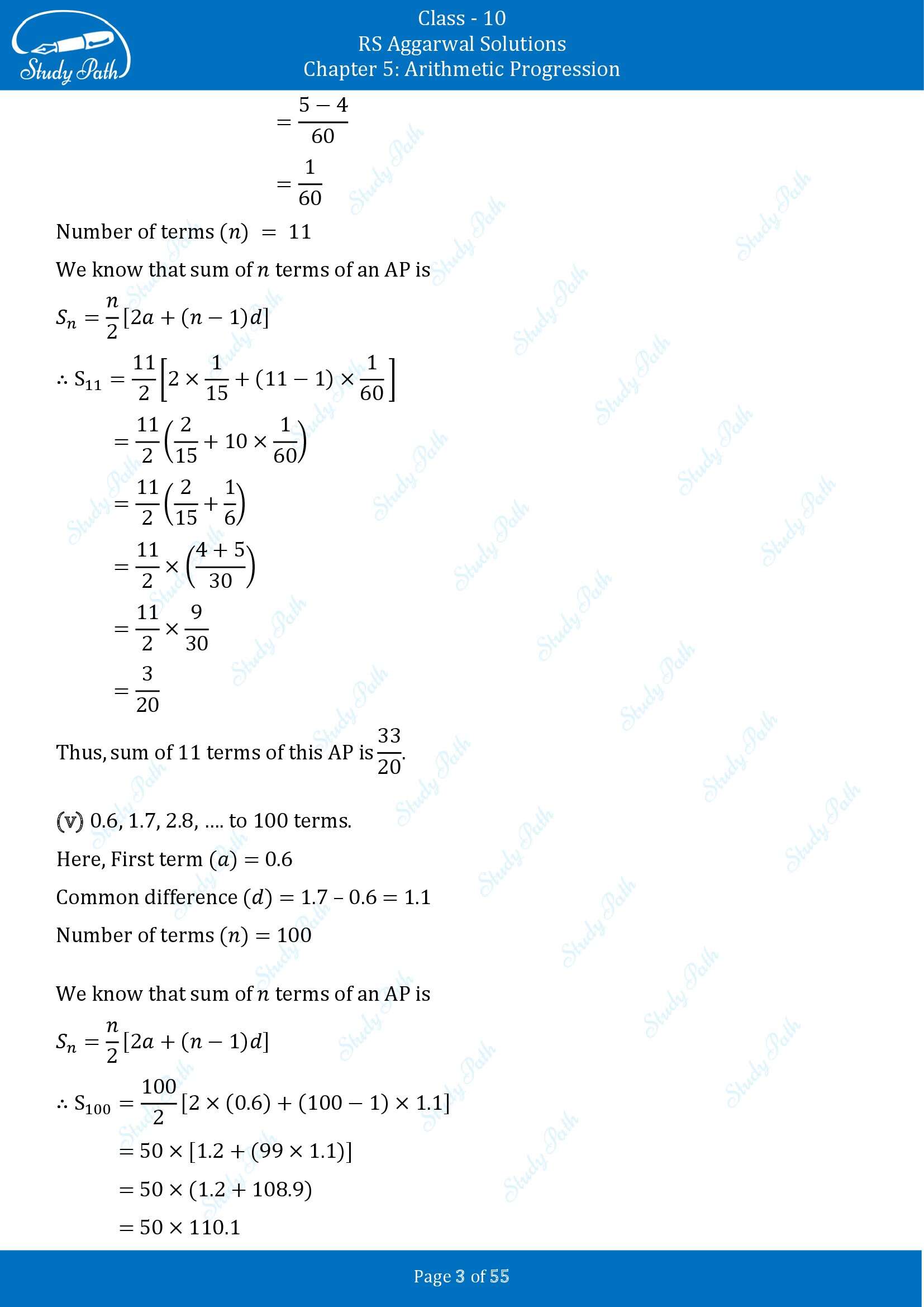RS Aggarwal Solutions for Class 10 Chapter 5 Arithmetic Progression Exercise 5C 00003
