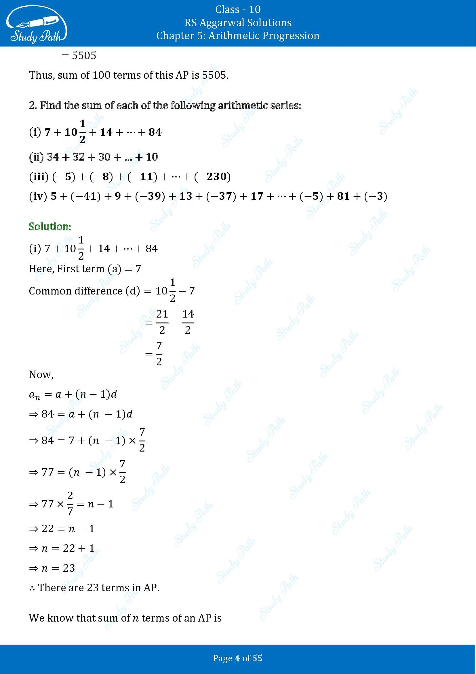 RS Aggarwal Solutions for Class 10 Chapter 5 Arithmetic Progression Exercise 5C 00004