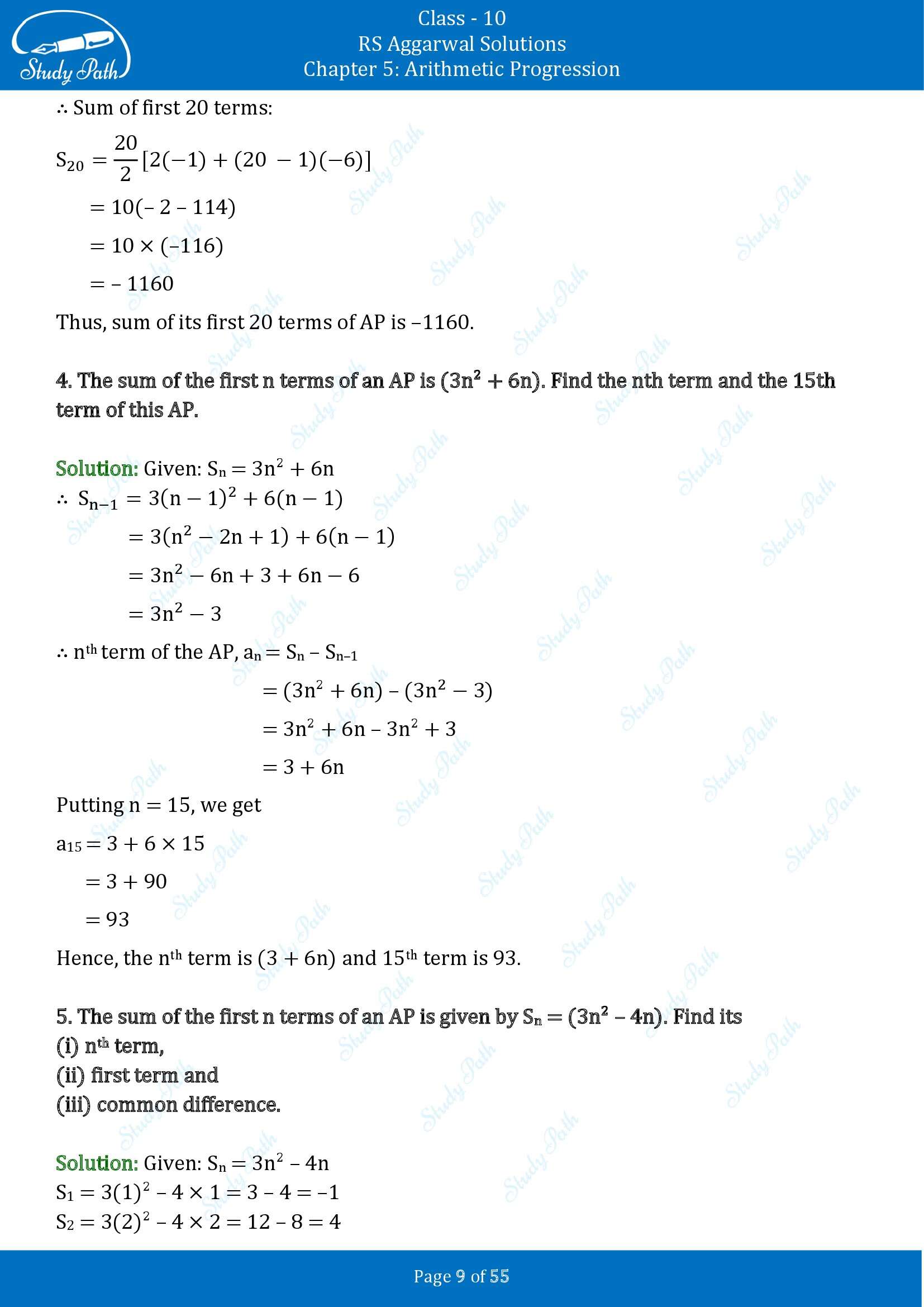 RS Aggarwal Solutions for Class 10 Chapter 5 Arithmetic Progression Exercise 5C 00009