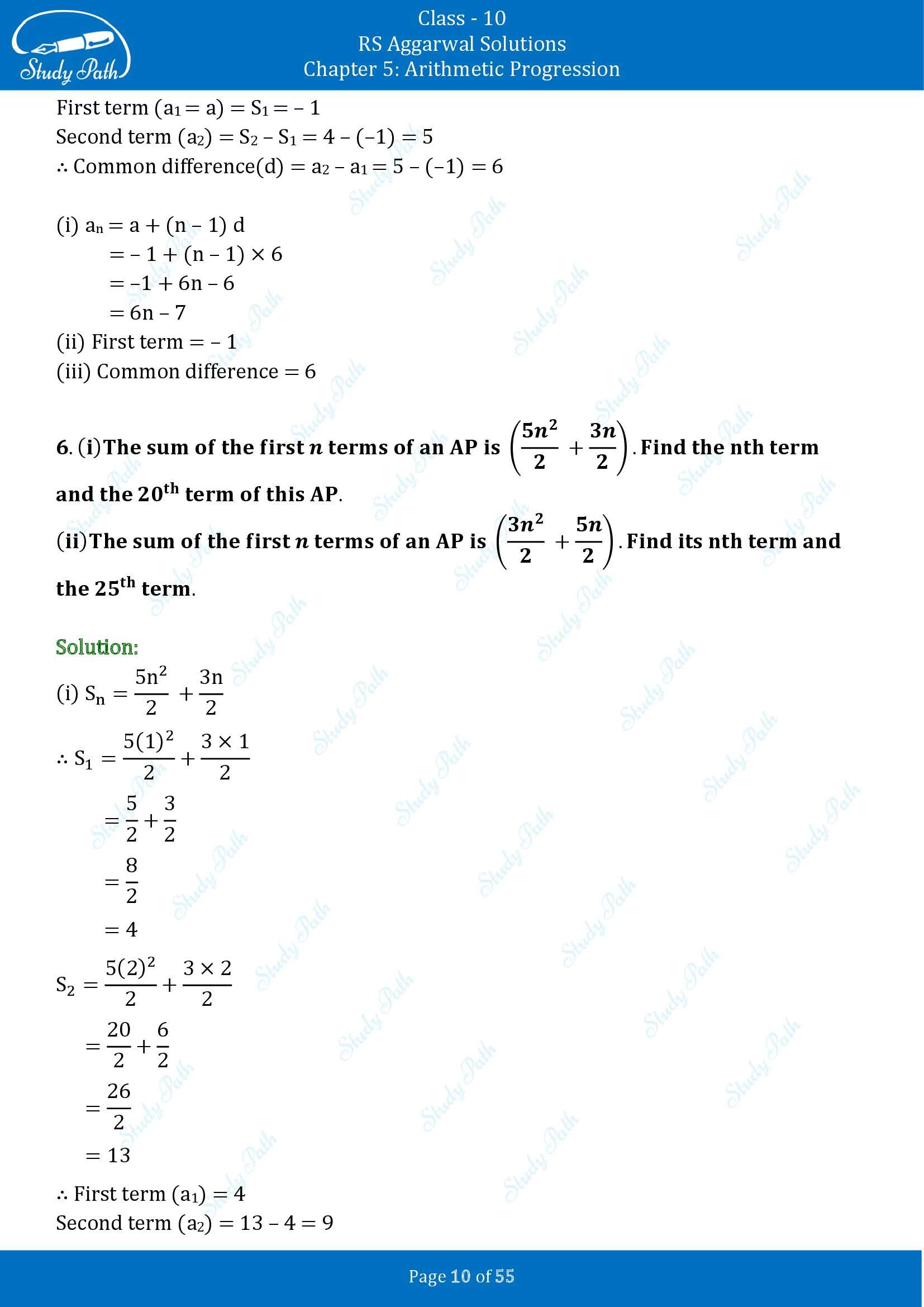 RS Aggarwal Solutions for Class 10 Chapter 5 Arithmetic Progression Exercise 5C 00010