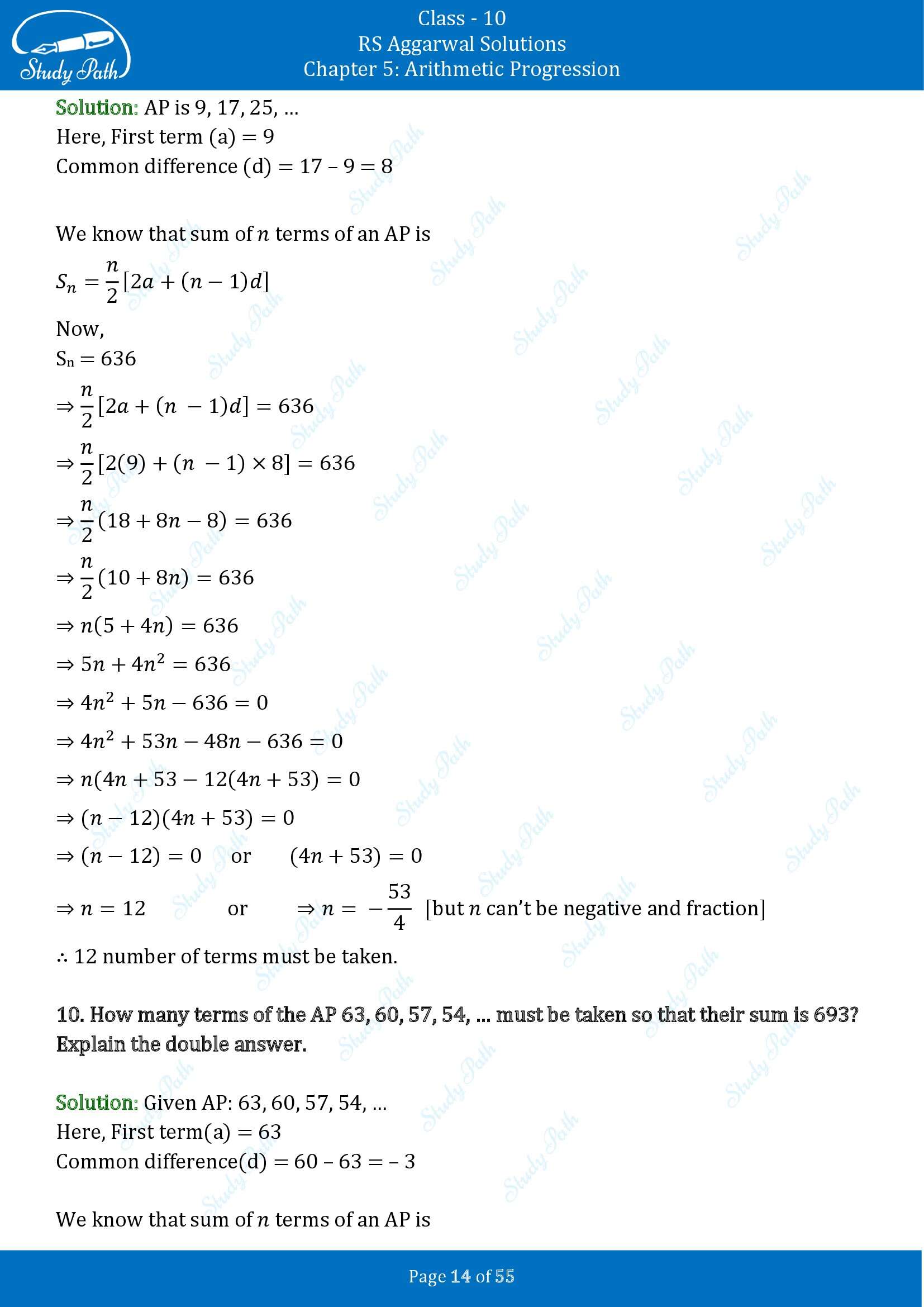 RS Aggarwal Solutions for Class 10 Chapter 5 Arithmetic Progression Exercise 5C 00014