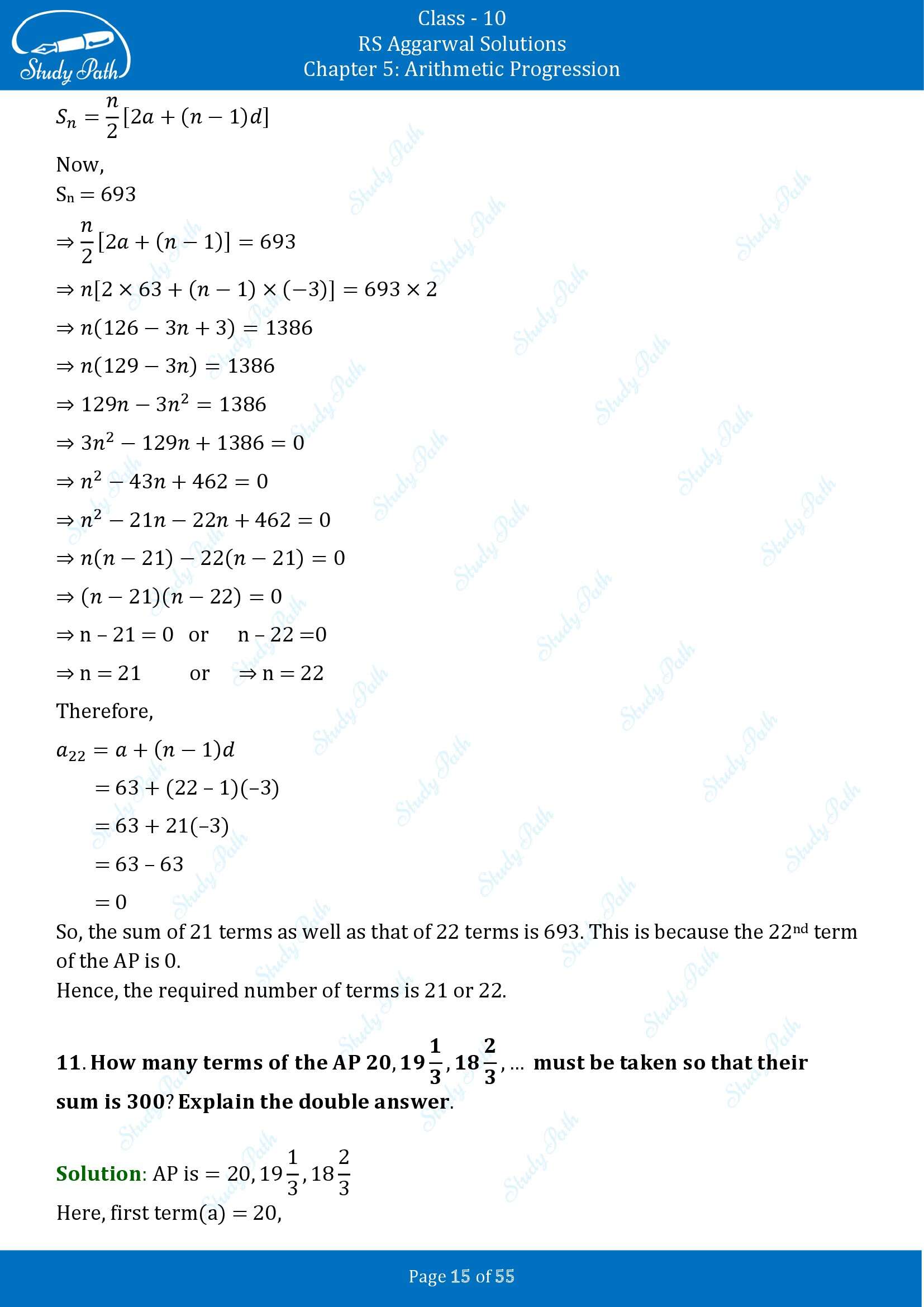 RS Aggarwal Solutions for Class 10 Chapter 5 Arithmetic Progression Exercise 5C 00015