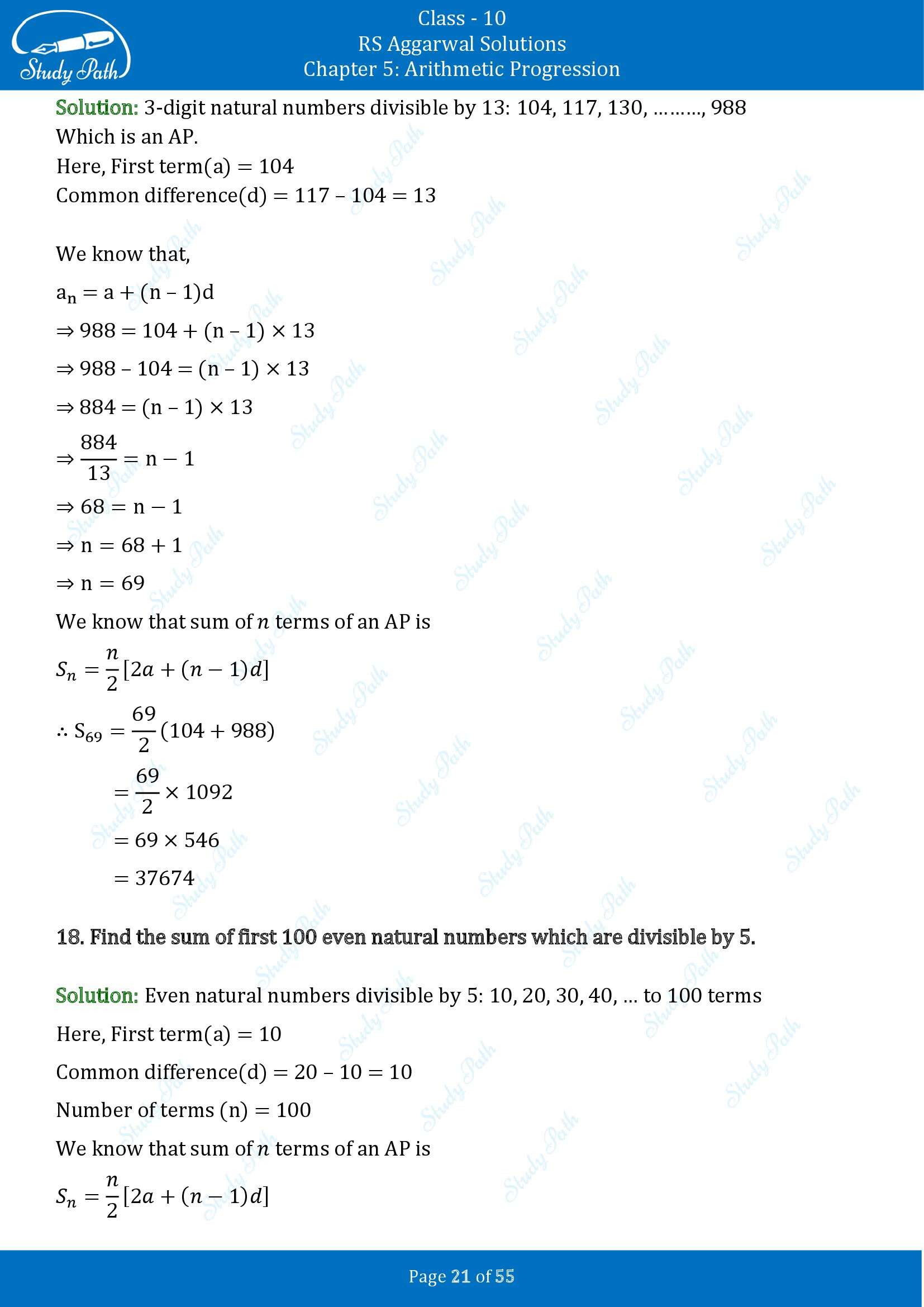 RS Aggarwal Solutions for Class 10 Chapter 5 Arithmetic Progression Exercise 5C 00021