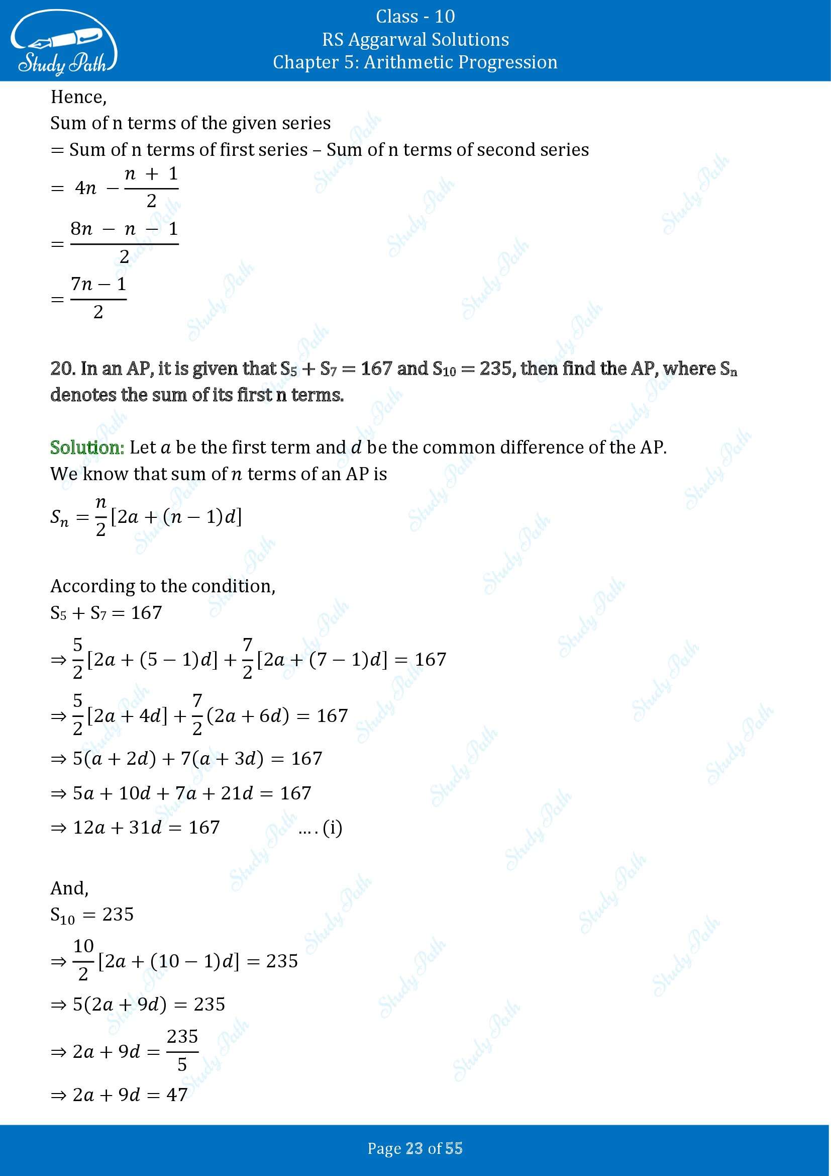 RS Aggarwal Solutions for Class 10 Chapter 5 Arithmetic Progression Exercise 5C 00023