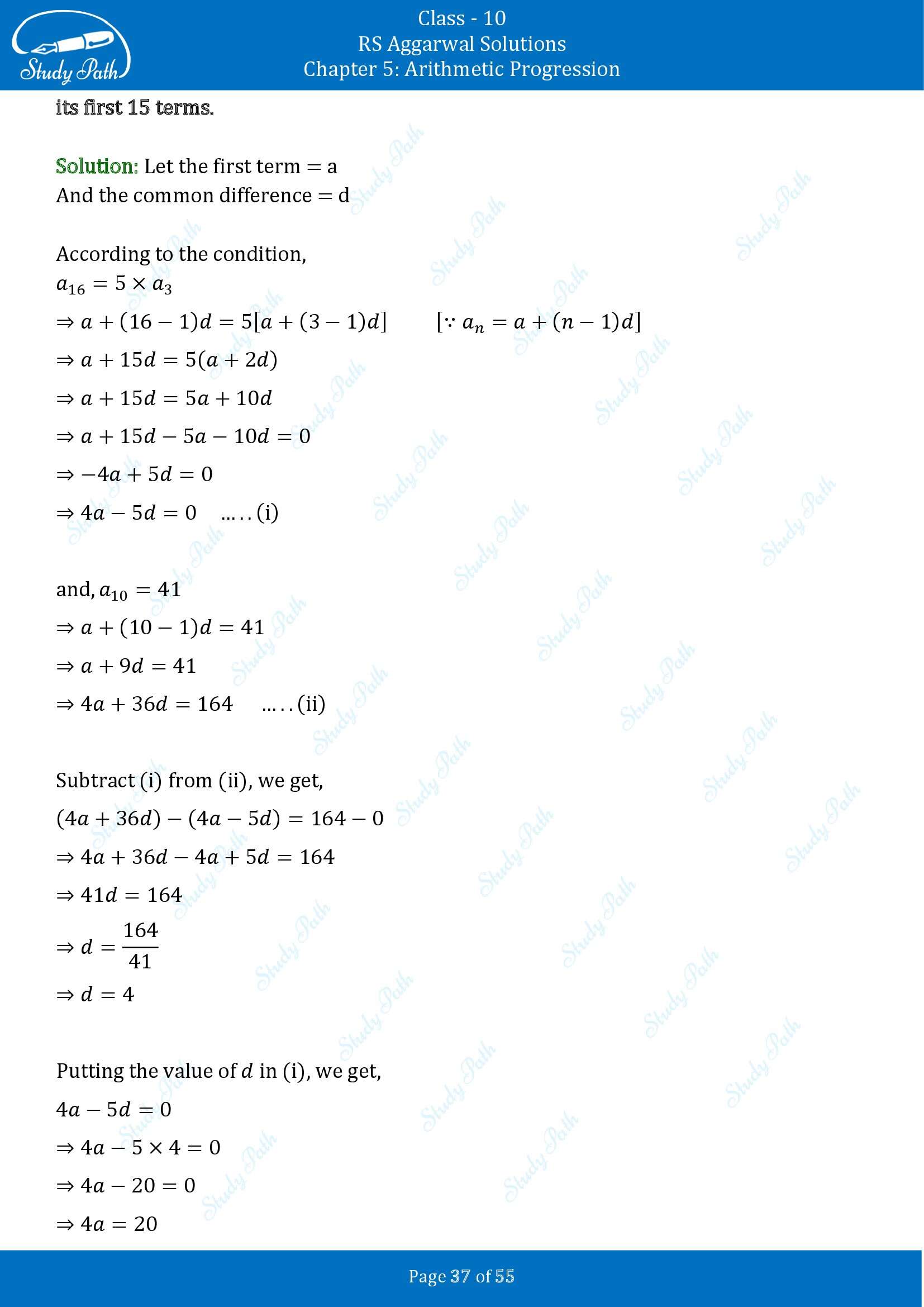 RS Aggarwal Solutions for Class 10 Chapter 5 Arithmetic Progression Exercise 5C 00037