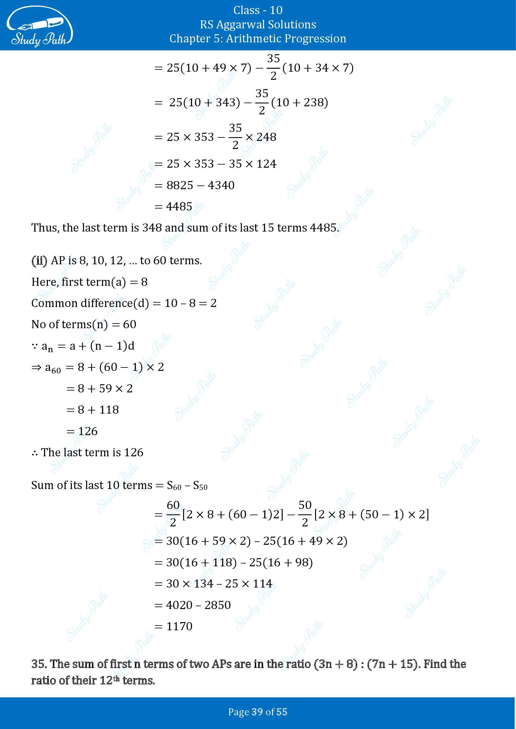 RS Aggarwal Solutions for Class 10 Chapter 5 Arithmetic Progression Exercise 5C 00039