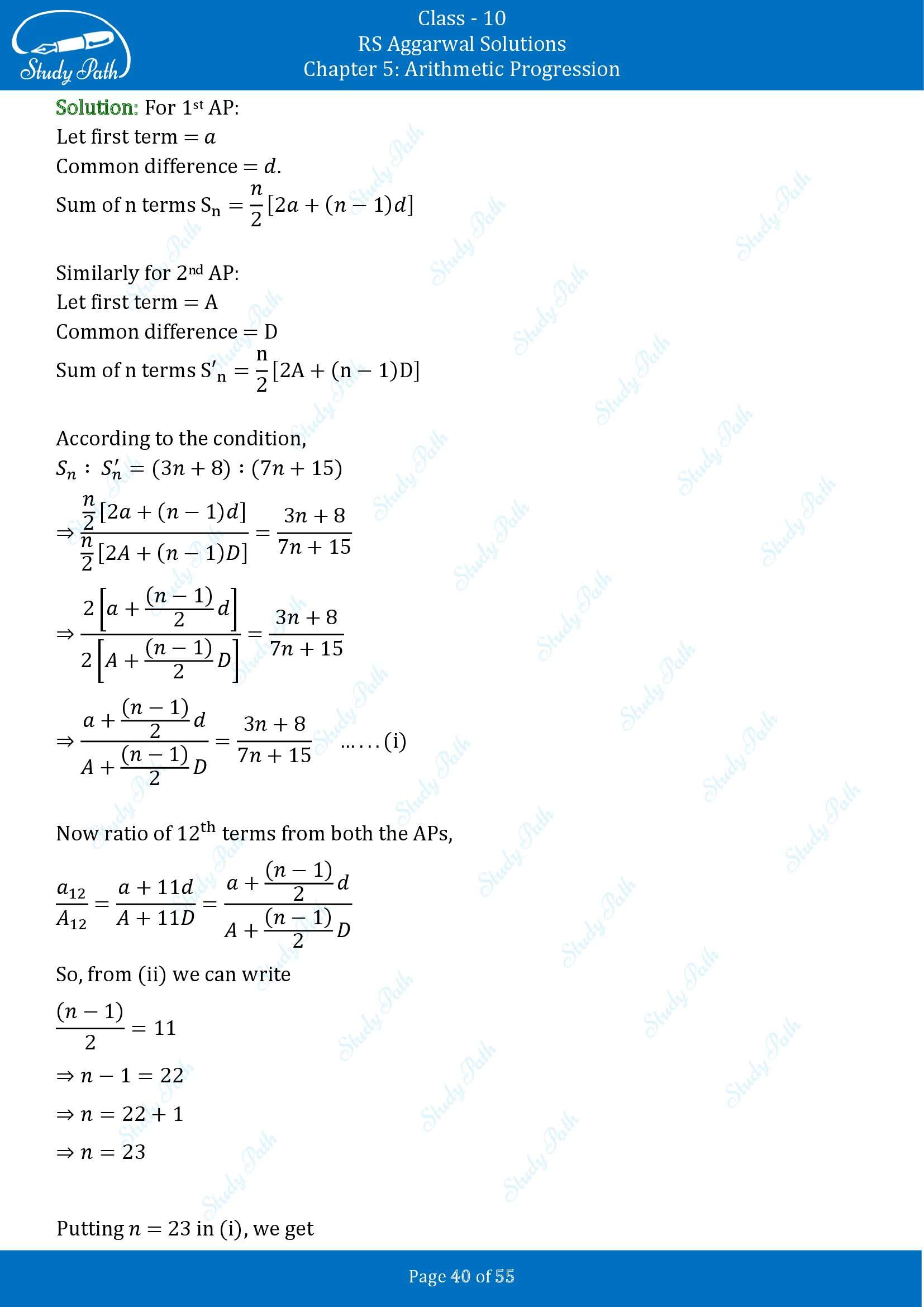 RS Aggarwal Solutions for Class 10 Chapter 5 Arithmetic Progression Exercise 5C 00040