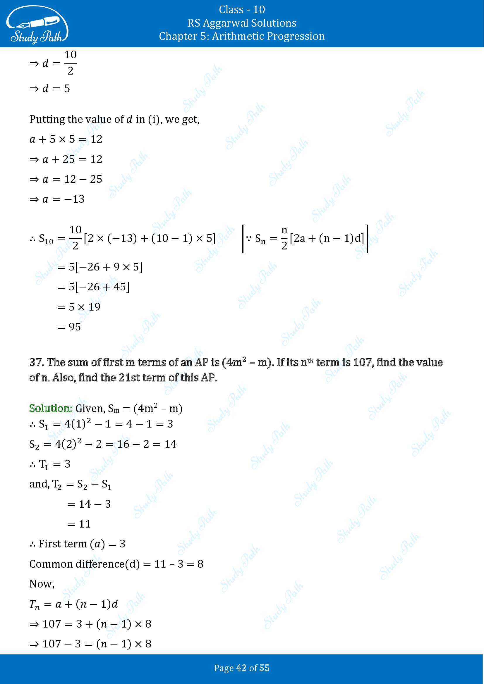 RS Aggarwal Solutions for Class 10 Chapter 5 Arithmetic Progression Exercise 5C 00042