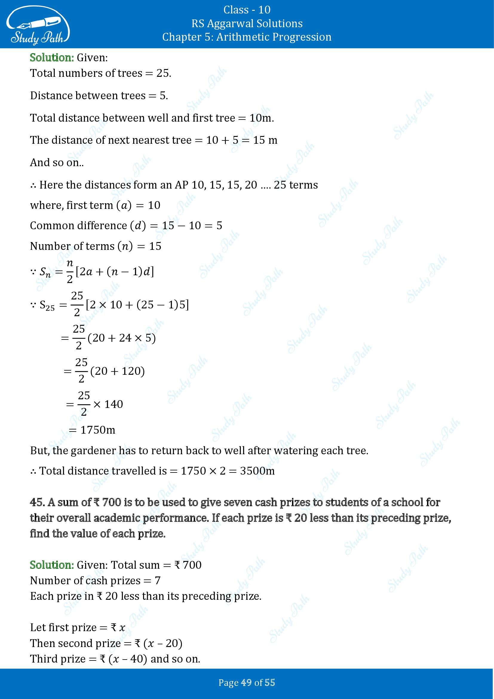 RS Aggarwal Solutions for Class 10 Chapter 5 Arithmetic Progression Exercise 5C 00049