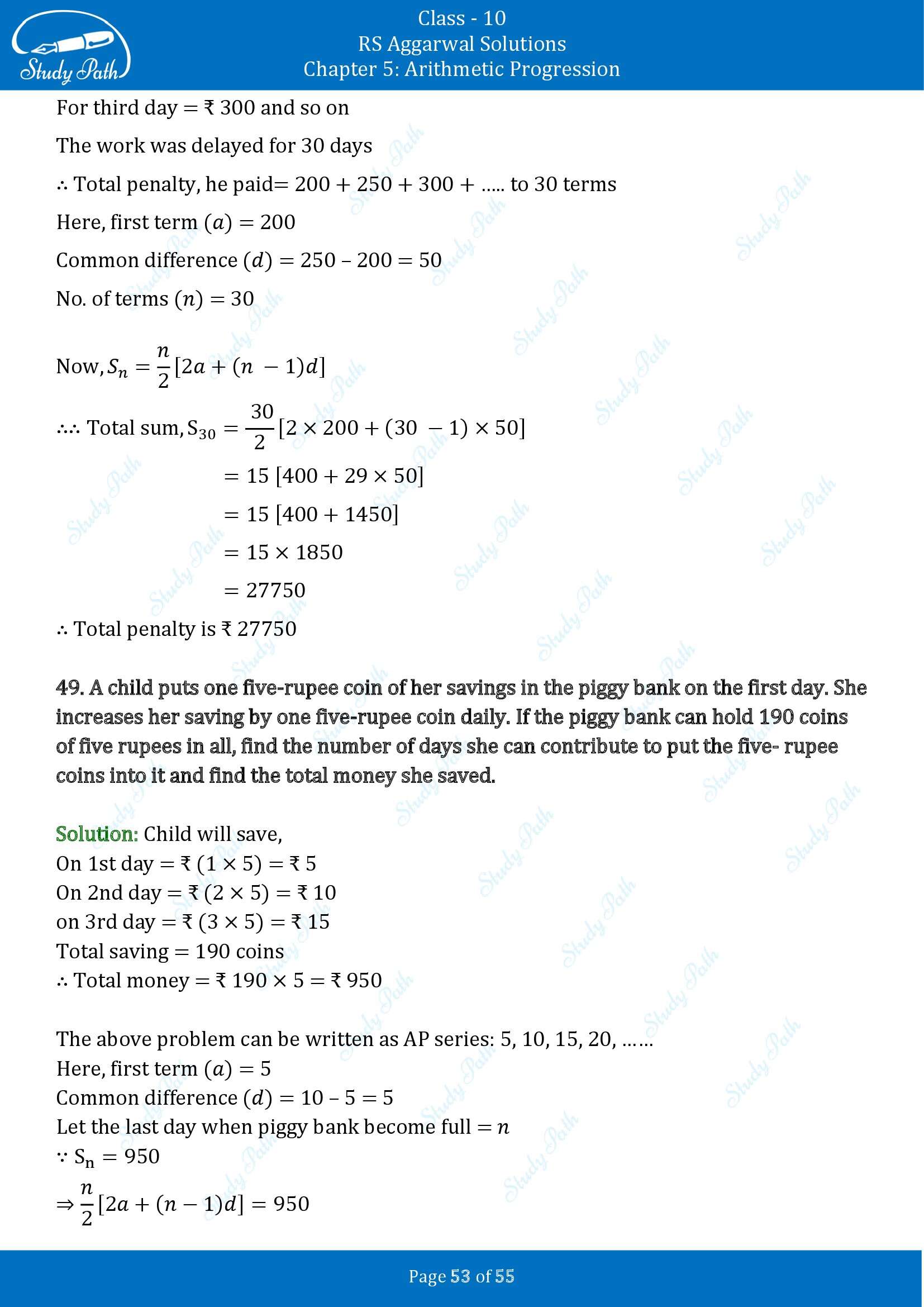 RS Aggarwal Solutions for Class 10 Chapter 5 Arithmetic Progression Exercise 5C 00053