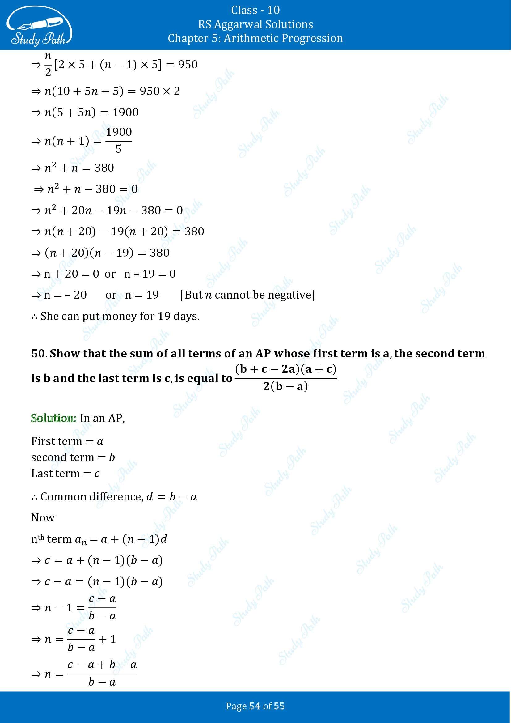 RS Aggarwal Solutions for Class 10 Chapter 5 Arithmetic Progression Exercise 5C 00054