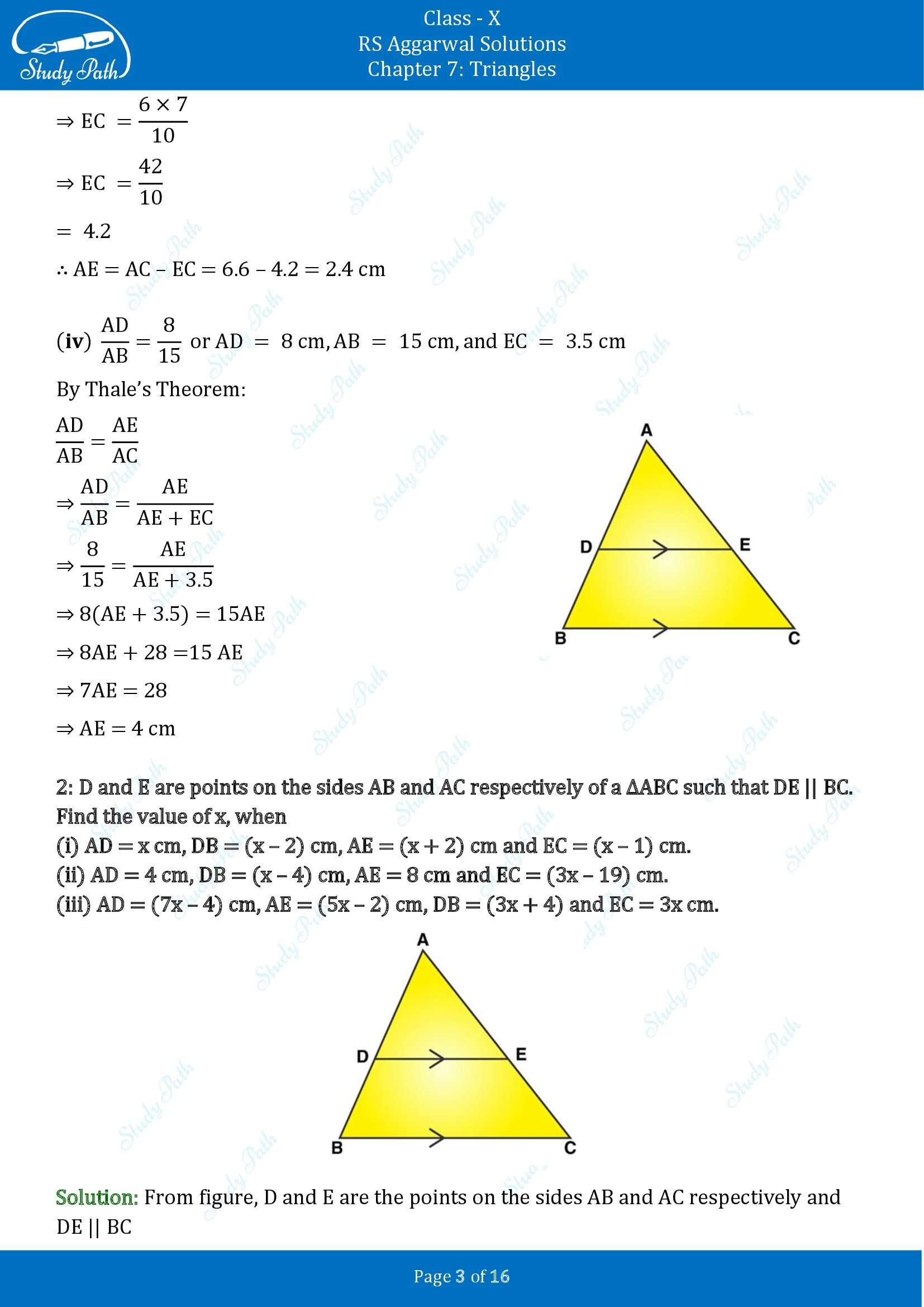 RS Aggarwal Solutions for Class 10 Chapter 7 Triangles Exercise 7A 00003