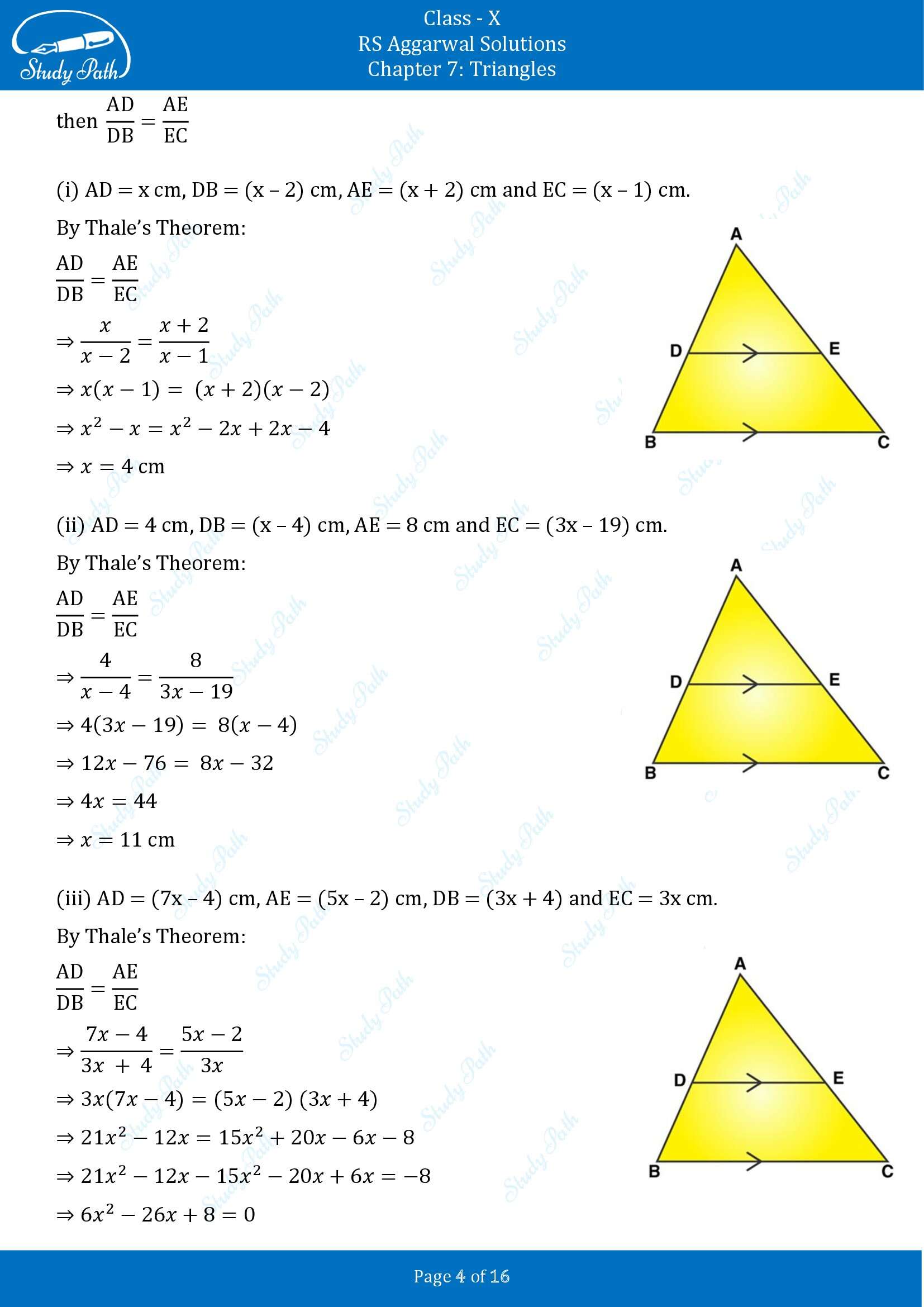RS Aggarwal Solutions for Class 10 Chapter 7 Triangles Exercise 7A 00004