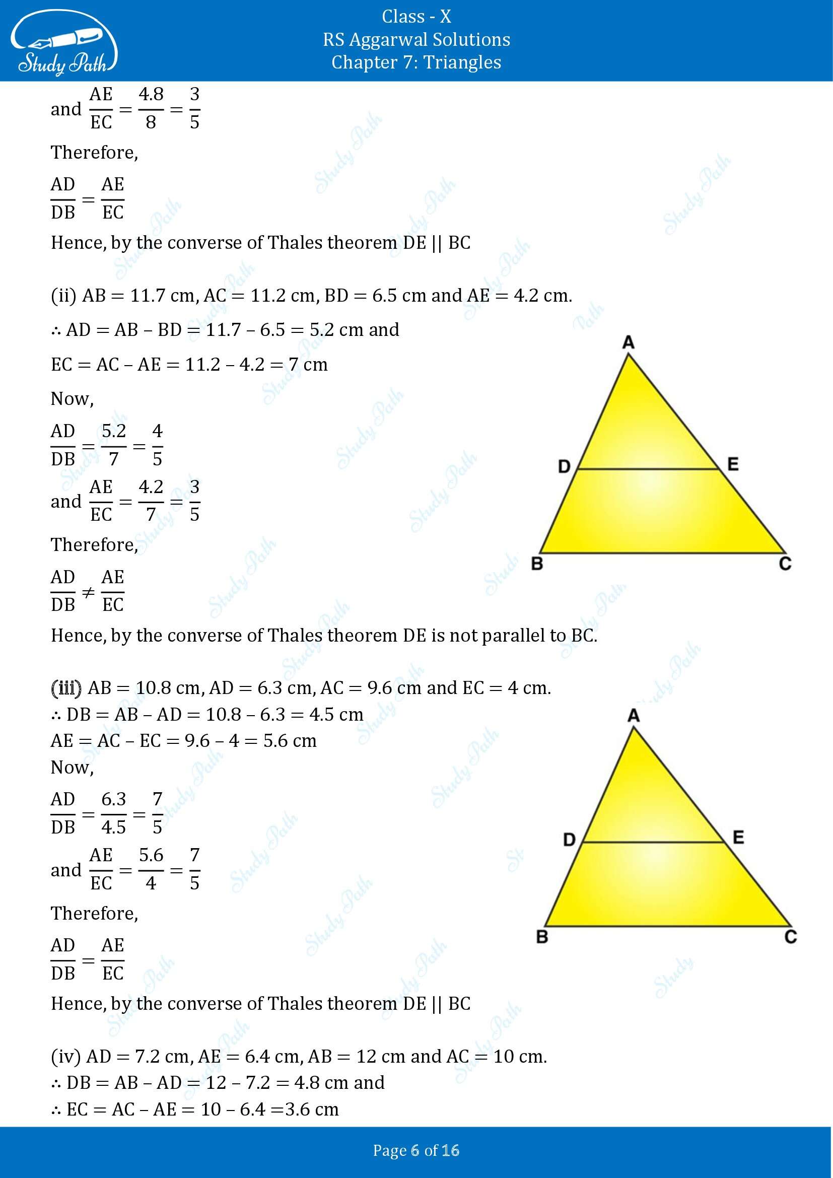 RS Aggarwal Solutions for Class 10 Chapter 7 Triangles Exercise 7A 00006