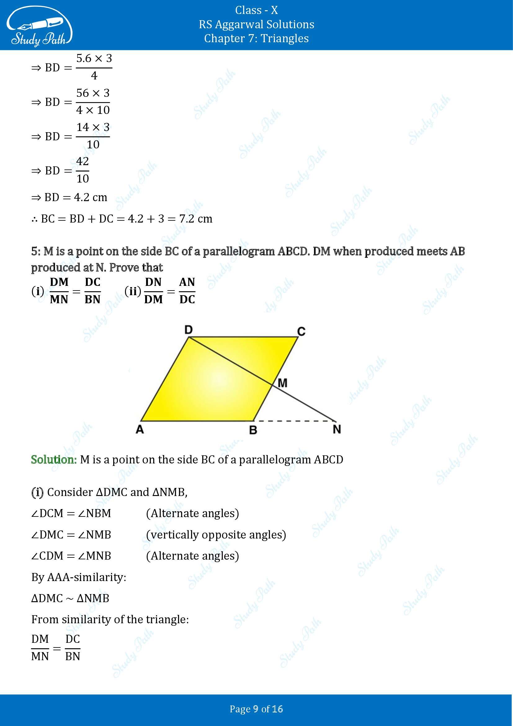 RS Aggarwal Solutions for Class 10 Chapter 7 Triangles Exercise 7A 00009