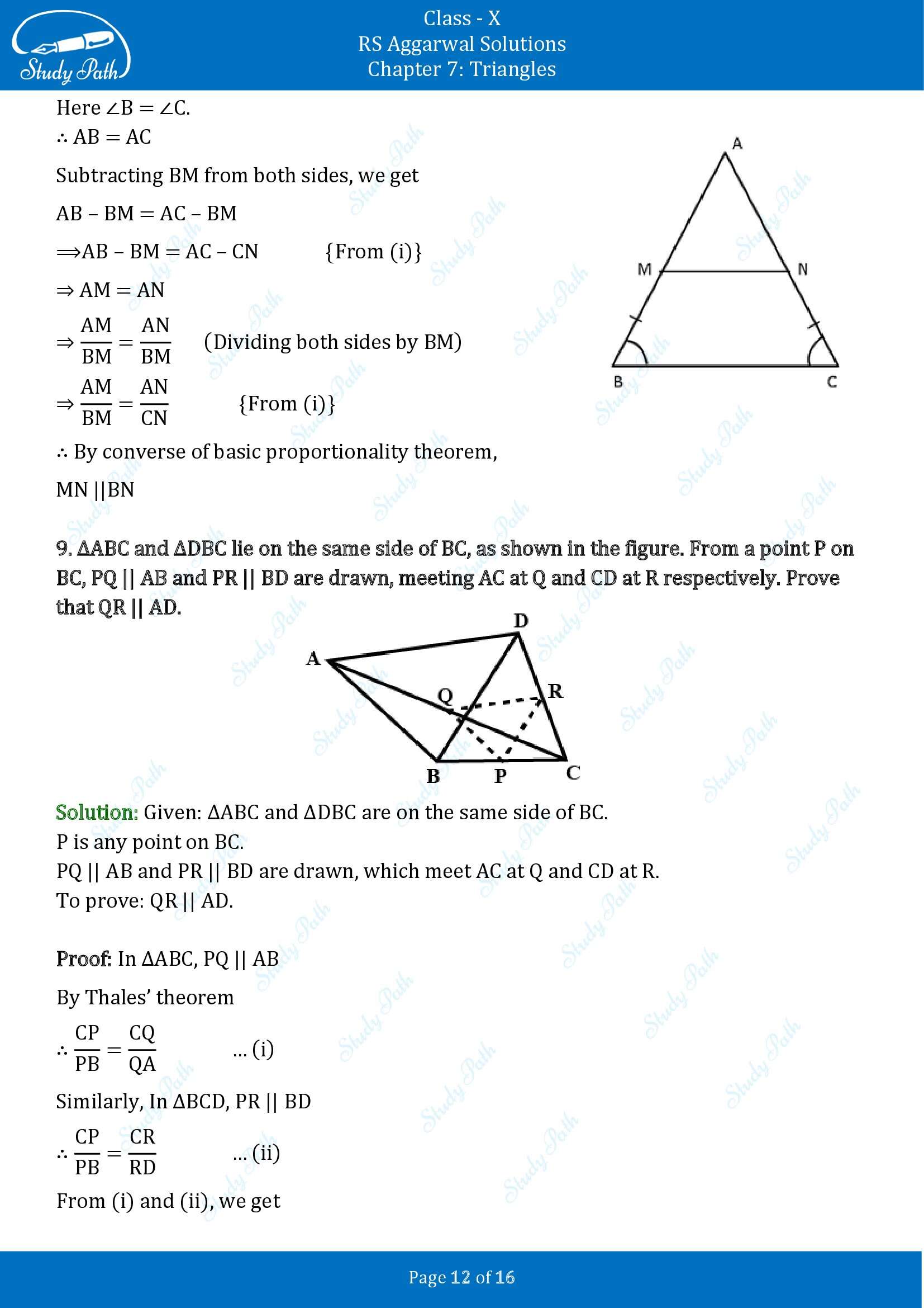 RS Aggarwal Solutions for Class 10 Chapter 7 Triangles Exercise 7A 00012