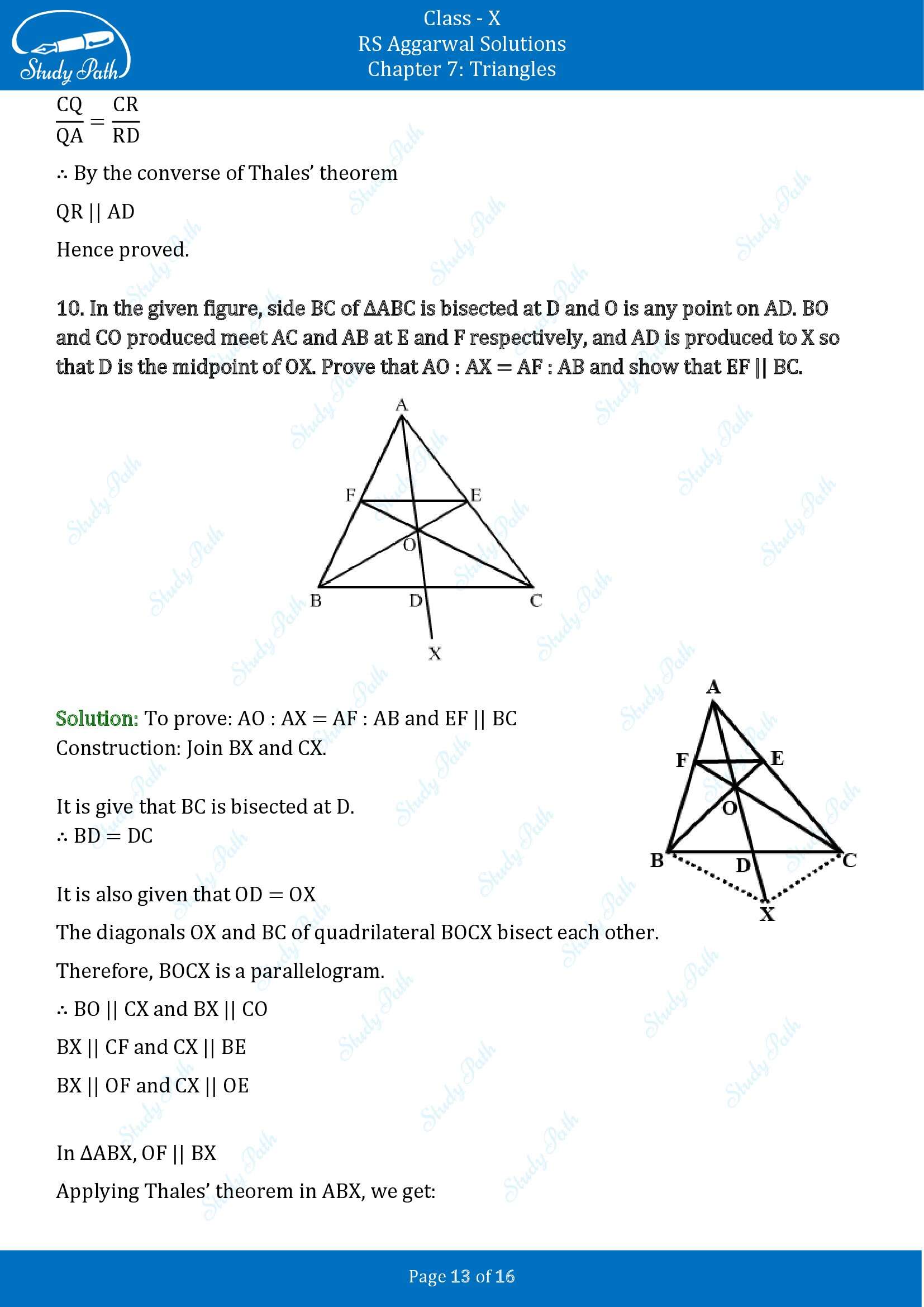 RS Aggarwal Solutions for Class 10 Chapter 7 Triangles Exercise 7A 00013