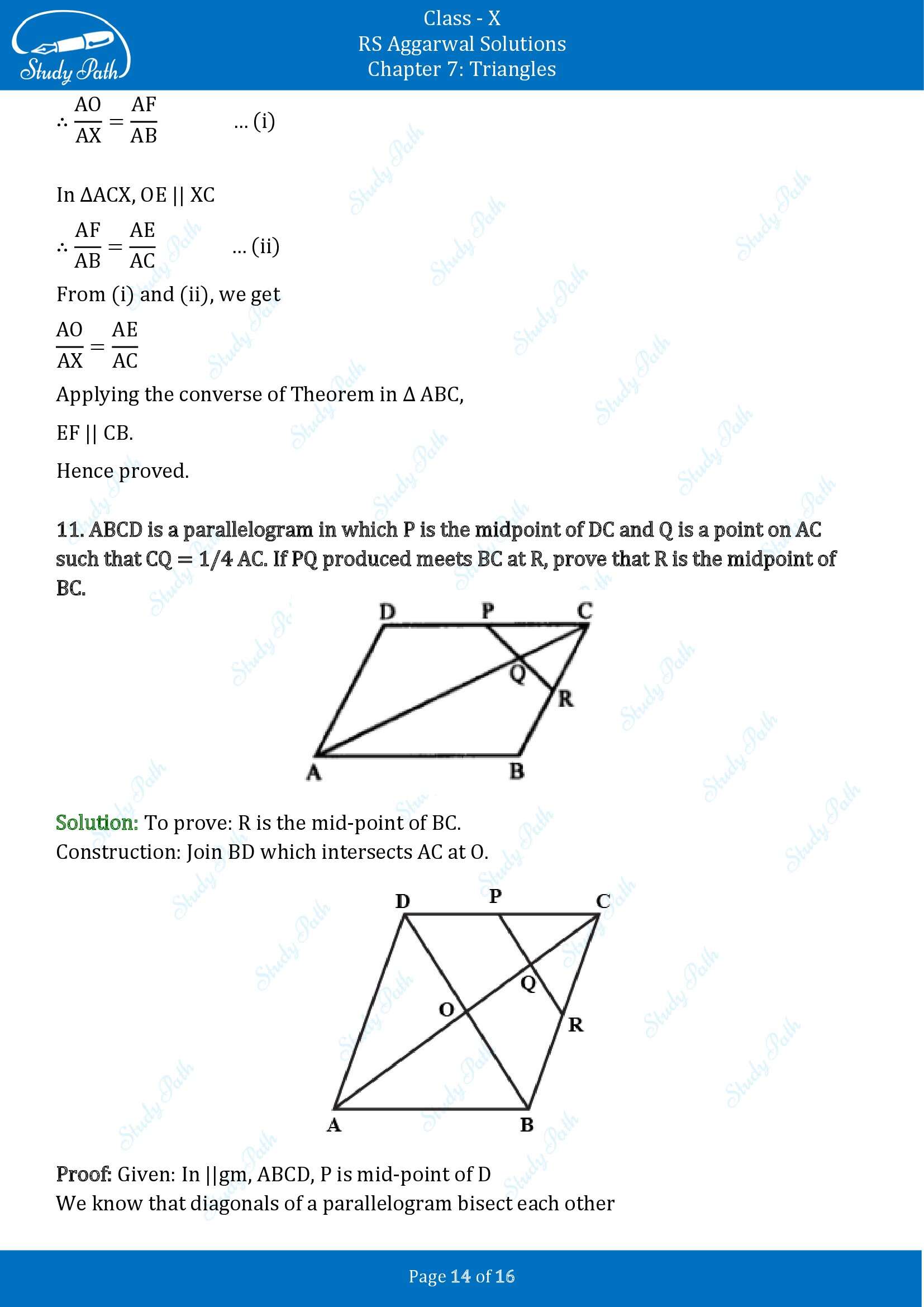 RS Aggarwal Solutions for Class 10 Chapter 7 Triangles Exercise 7A 00014