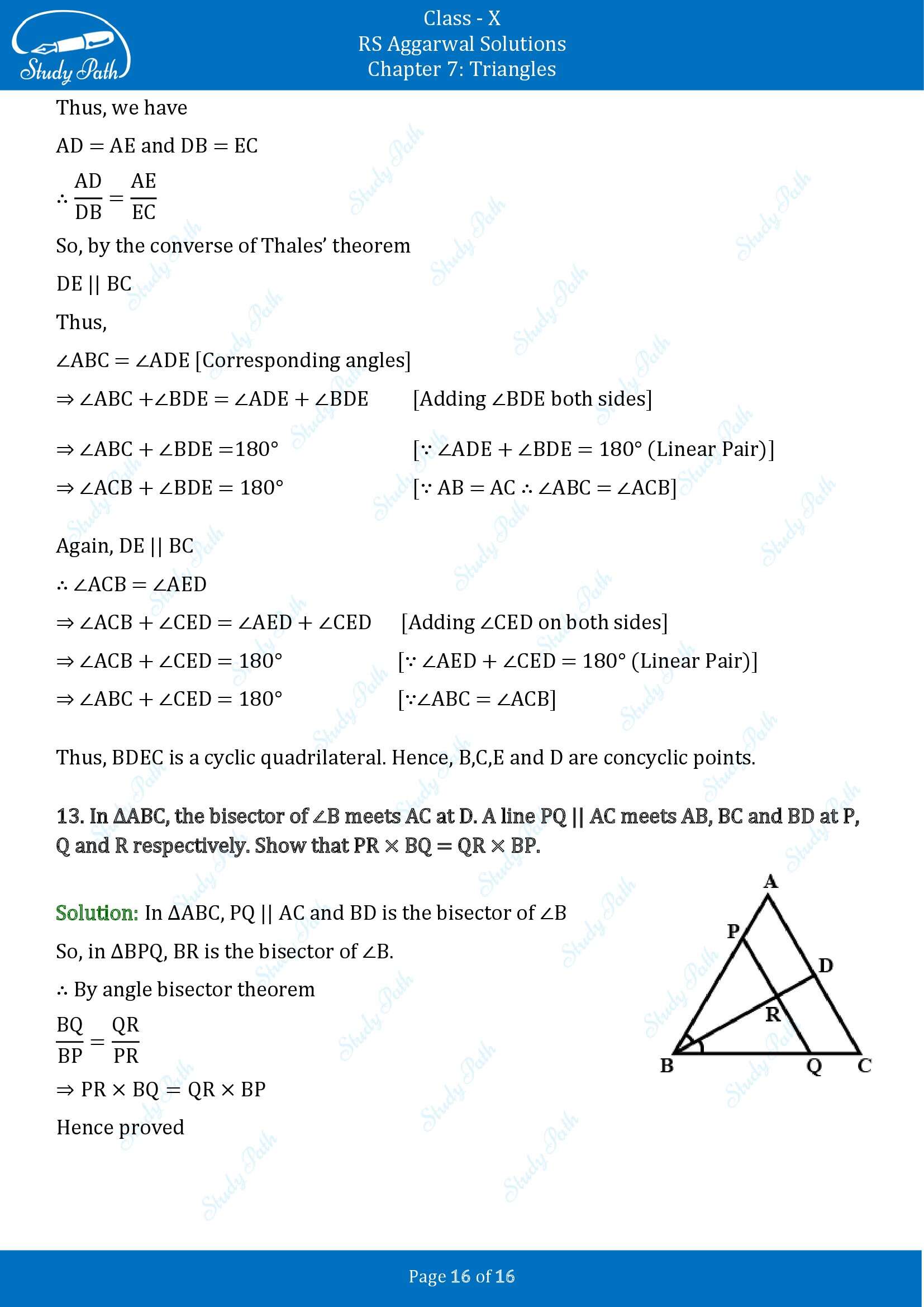 RS Aggarwal Solutions for Class 10 Chapter 7 Triangles Exercise 7A 00016