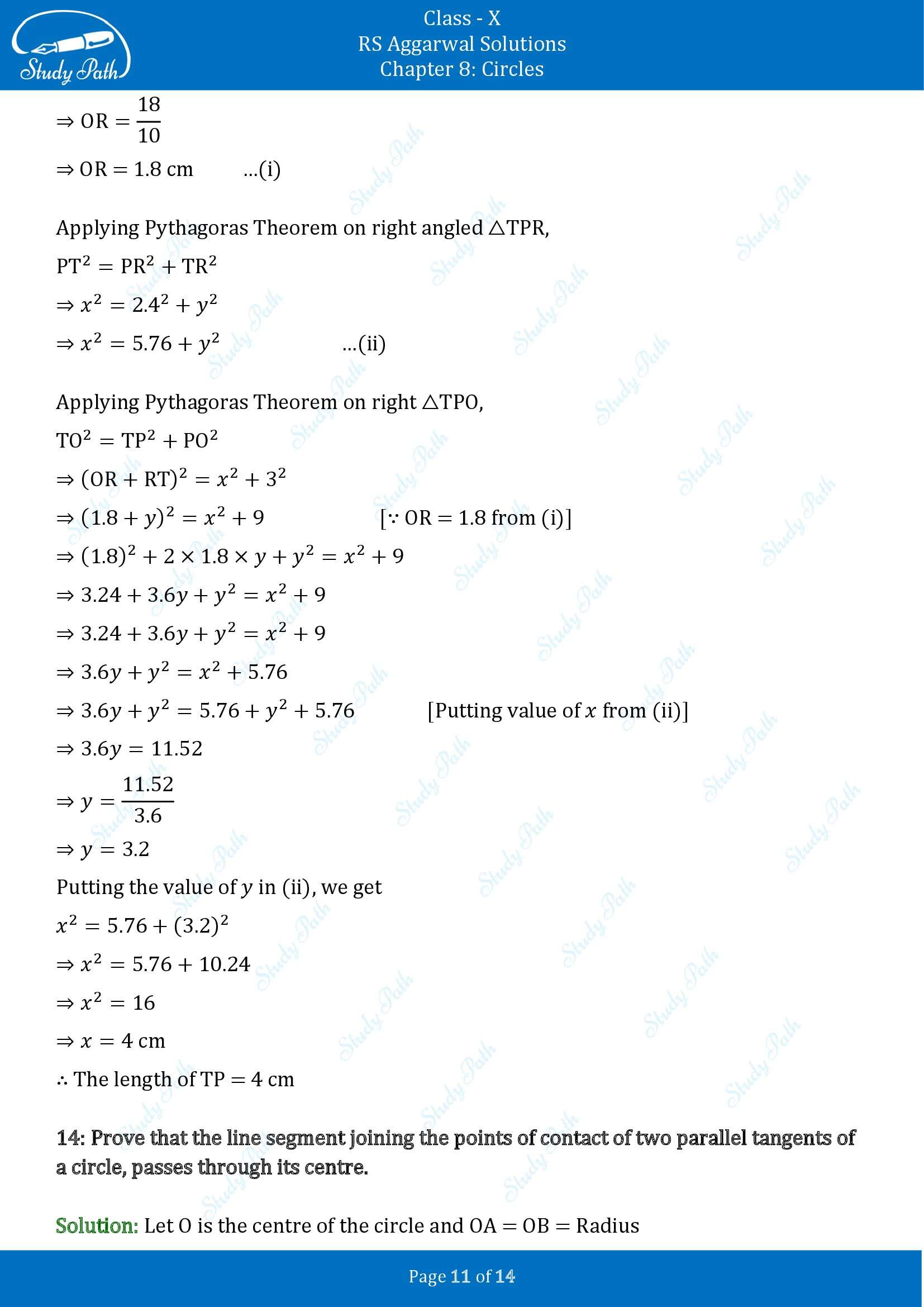 RS Aggarwal Solutions for Class 10 Chapter 8 Circles Exercise 8A 00011