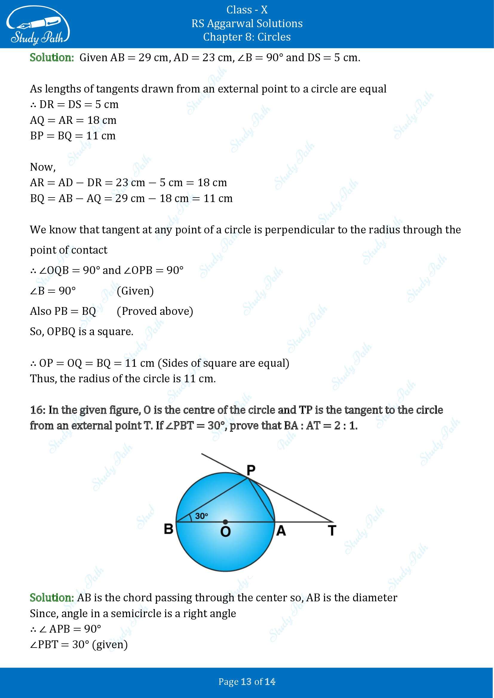 RS Aggarwal Solutions for Class 10 Chapter 8 Circles Exercise 8A 00013
