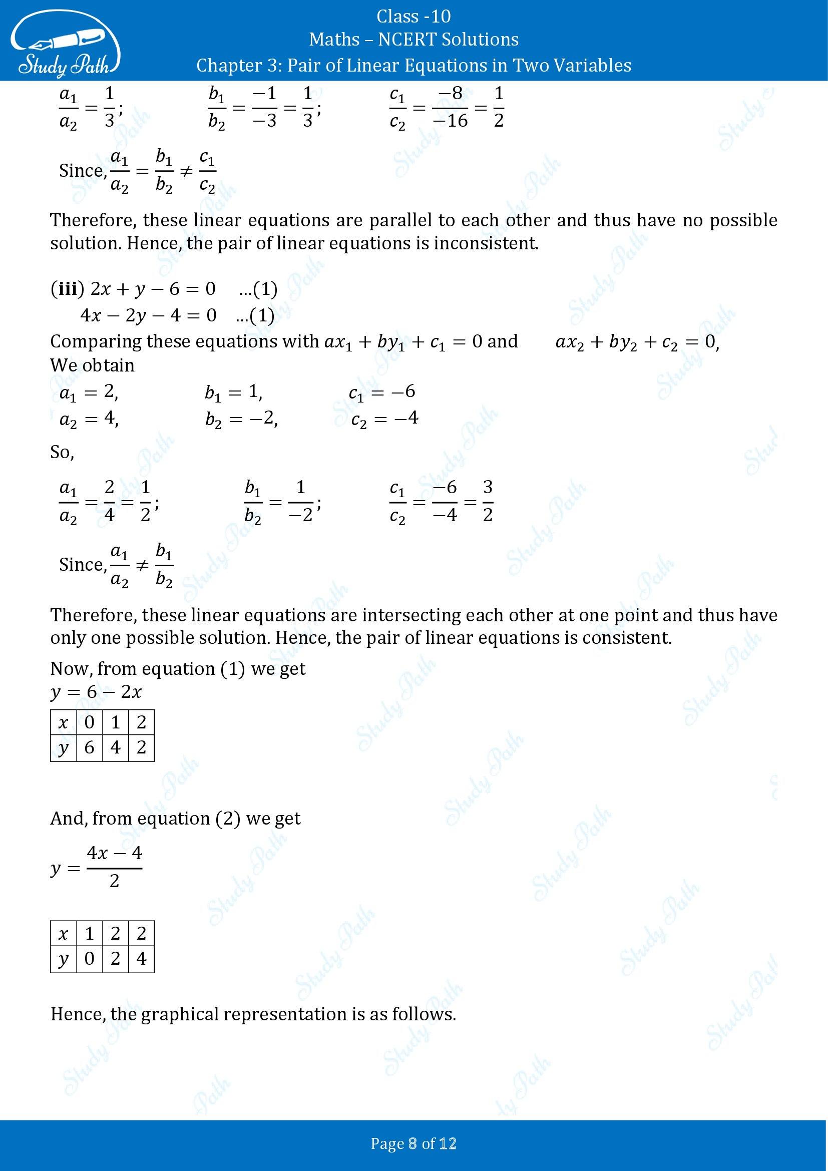 NCERT Solutions for Class 10 Maths Chapter 3 Pair of Linear Equations in Two Variables Exercise 3.1 00008