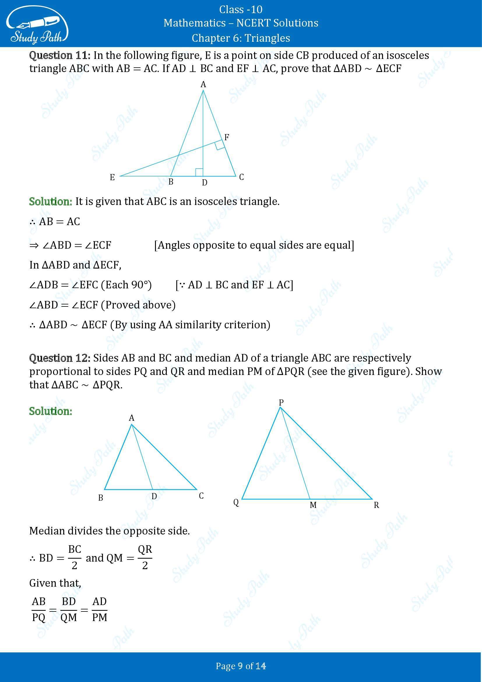 NCERT Solutions for Class 10 Maths Chapter 6 Triangles Exercise 6.3 00009