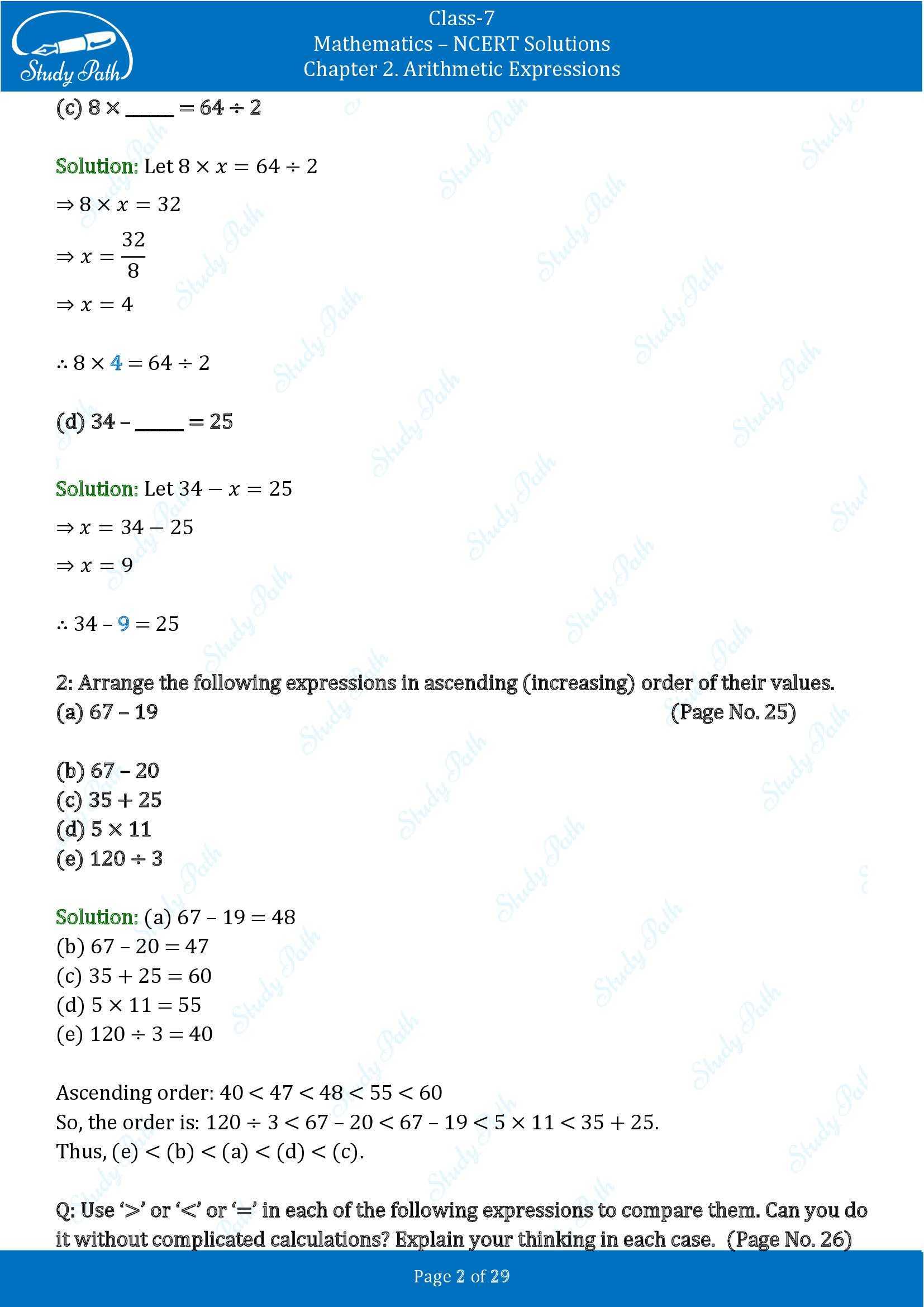 NCERT Solutions for Class 7 Maths Ganit Prakash Part 1 Chapter 2 Arithmetic