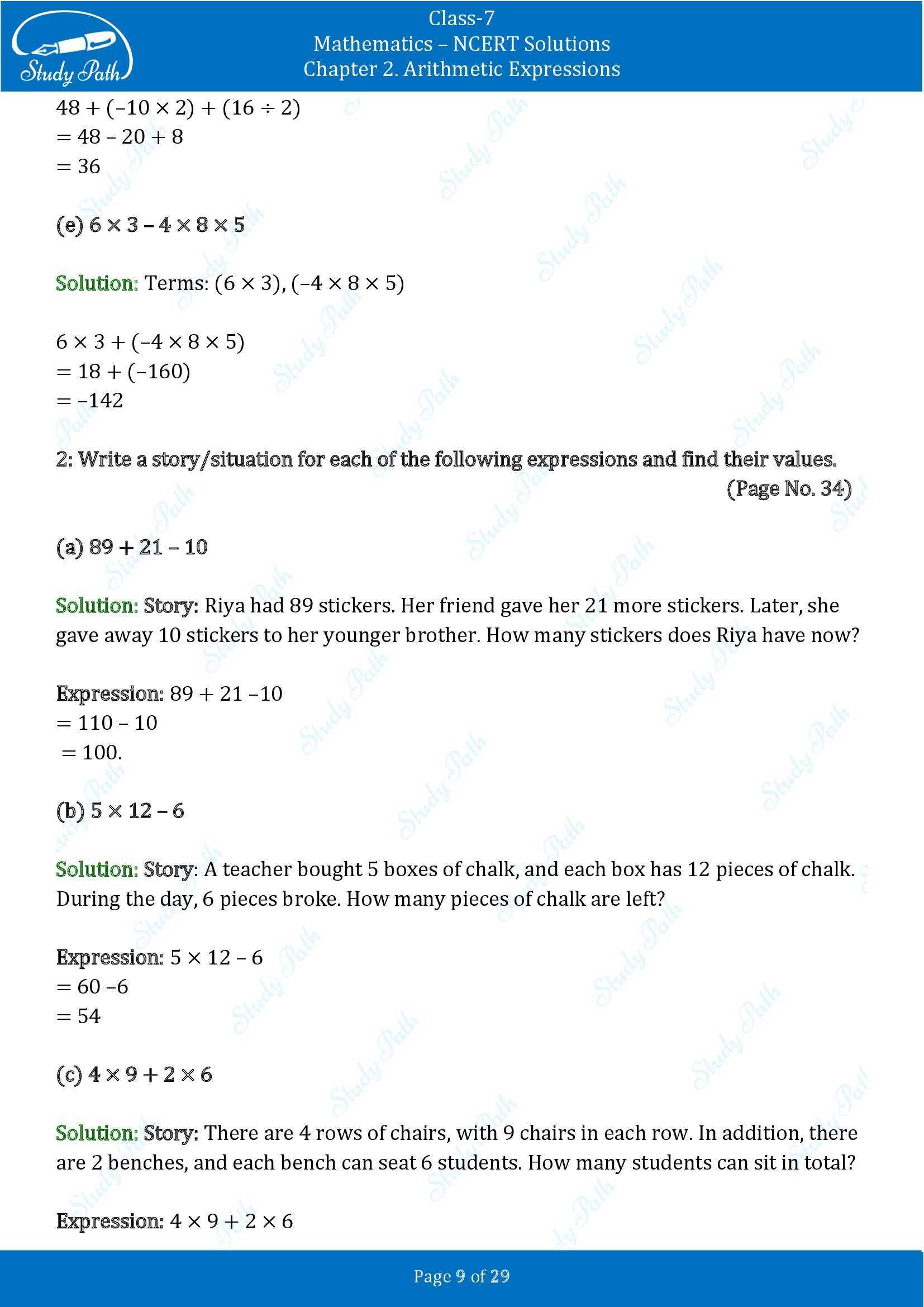 NCERT Solutions for Class 7 Maths Ganit Prakash Part 1 Chapter 2 Arithmetic