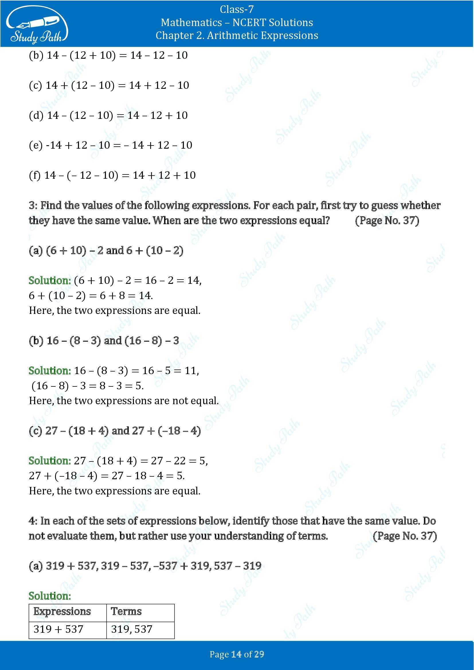NCERT Solutions for Class 7 Maths Ganit Prakash Part 1 Chapter 2 Arithmetic