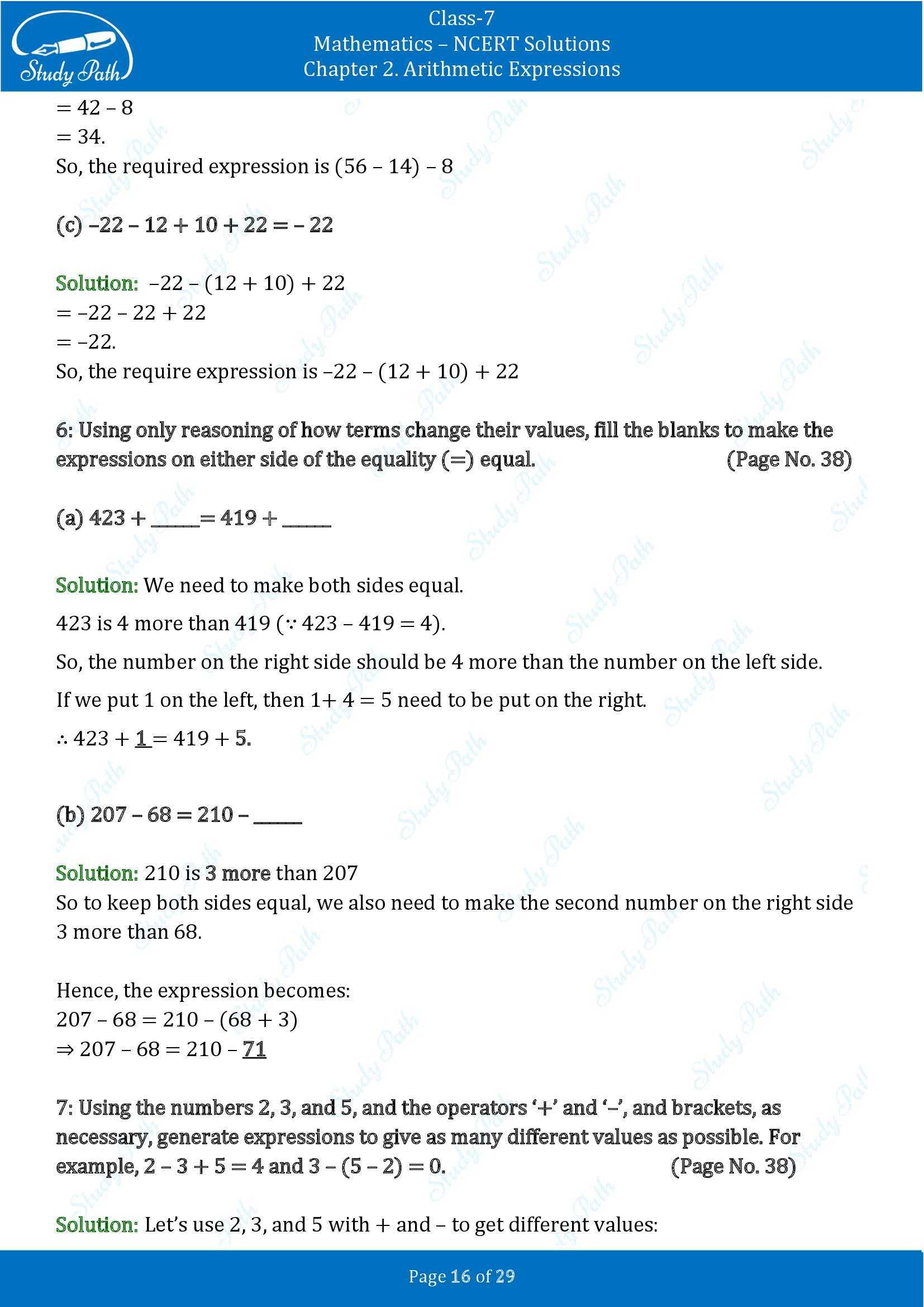 NCERT Solutions for Class 7 Maths Ganit Prakash Part 1 Chapter 2 Arithmetic