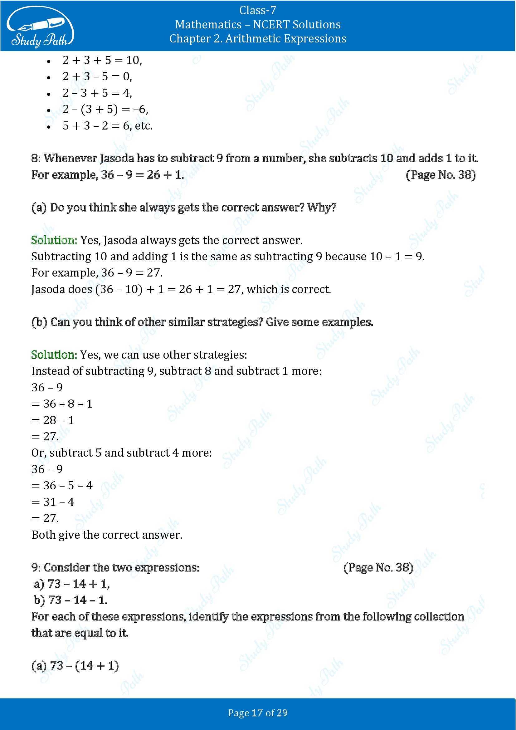 NCERT Solutions for Class 7 Maths Ganit Prakash Part 1 Chapter 2 Arithmetic