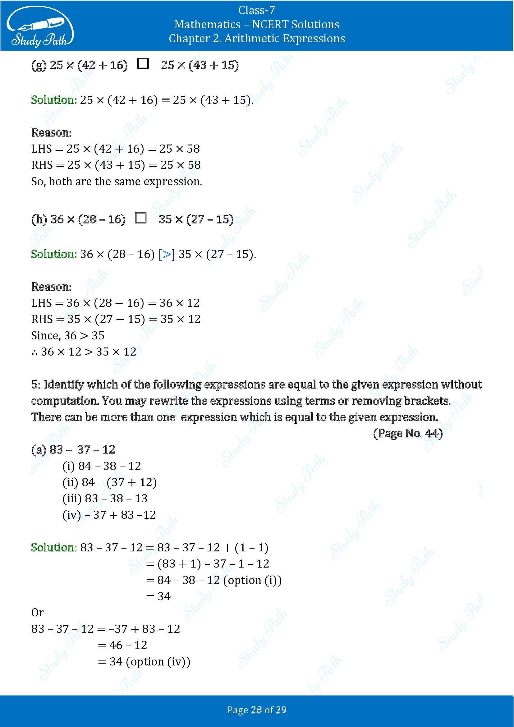 NCERT Solutions for Class 7 Maths Ganit Prakash Part 1 Chapter 2 Arithmetic
