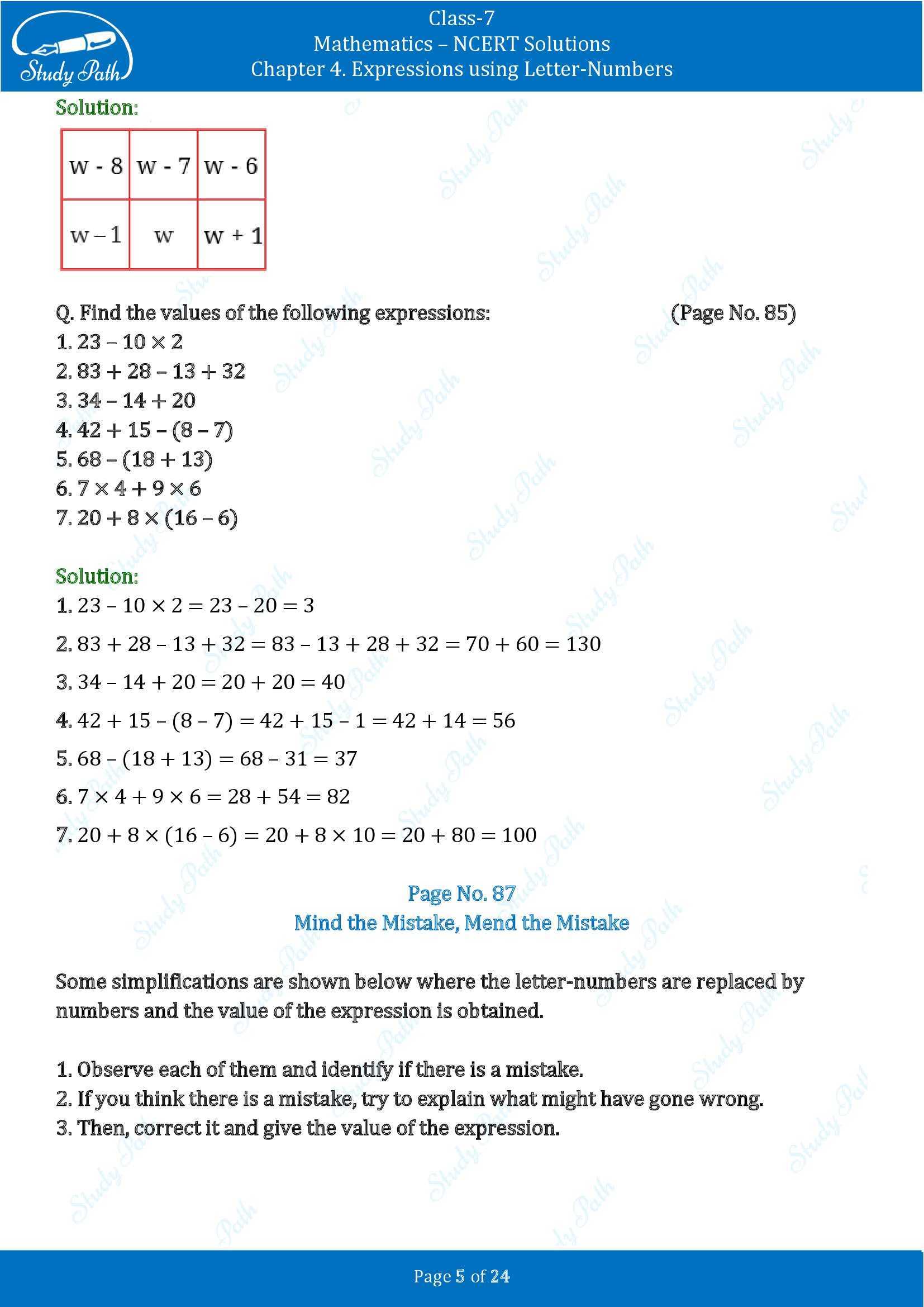 NCERT Solutions for Class 7 Maths Ganit Prakash Part 1 Chapter 4 Expressions using Letter Numbers 00005