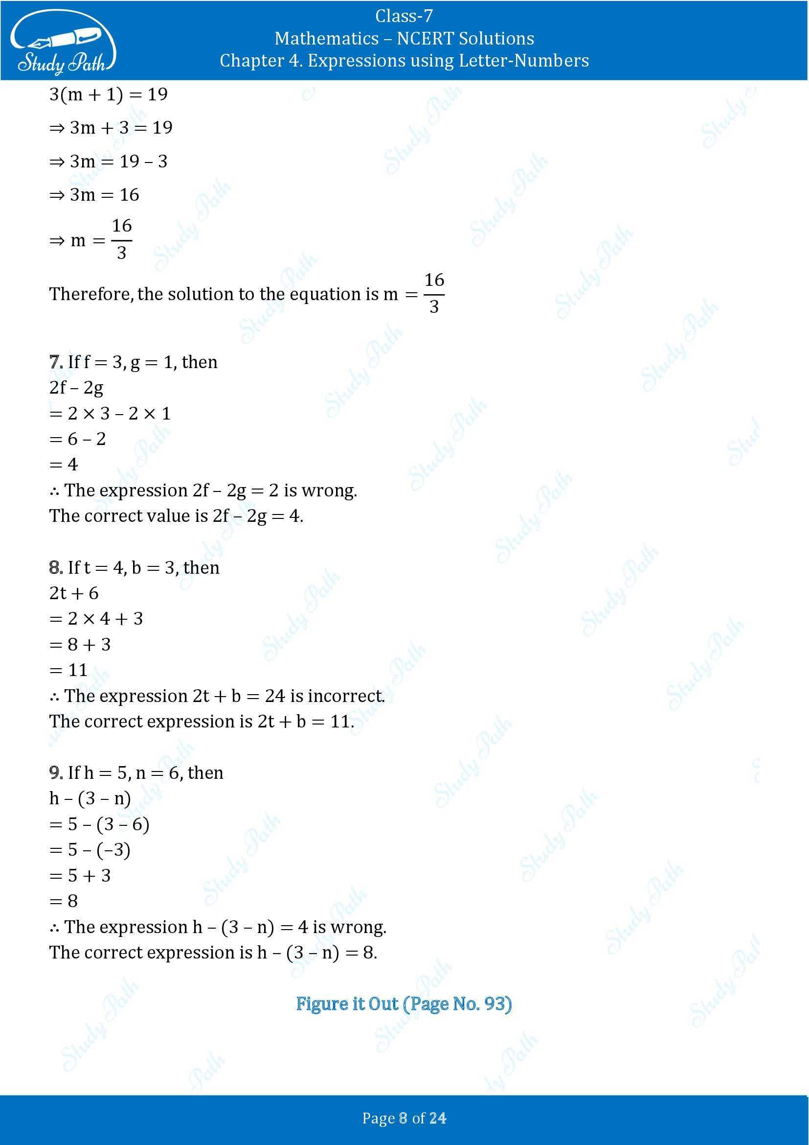 NCERT Solutions for Class 7 Maths Ganit Prakash Part 1 Chapter 4 Expressions using Letter Numbers 00008
