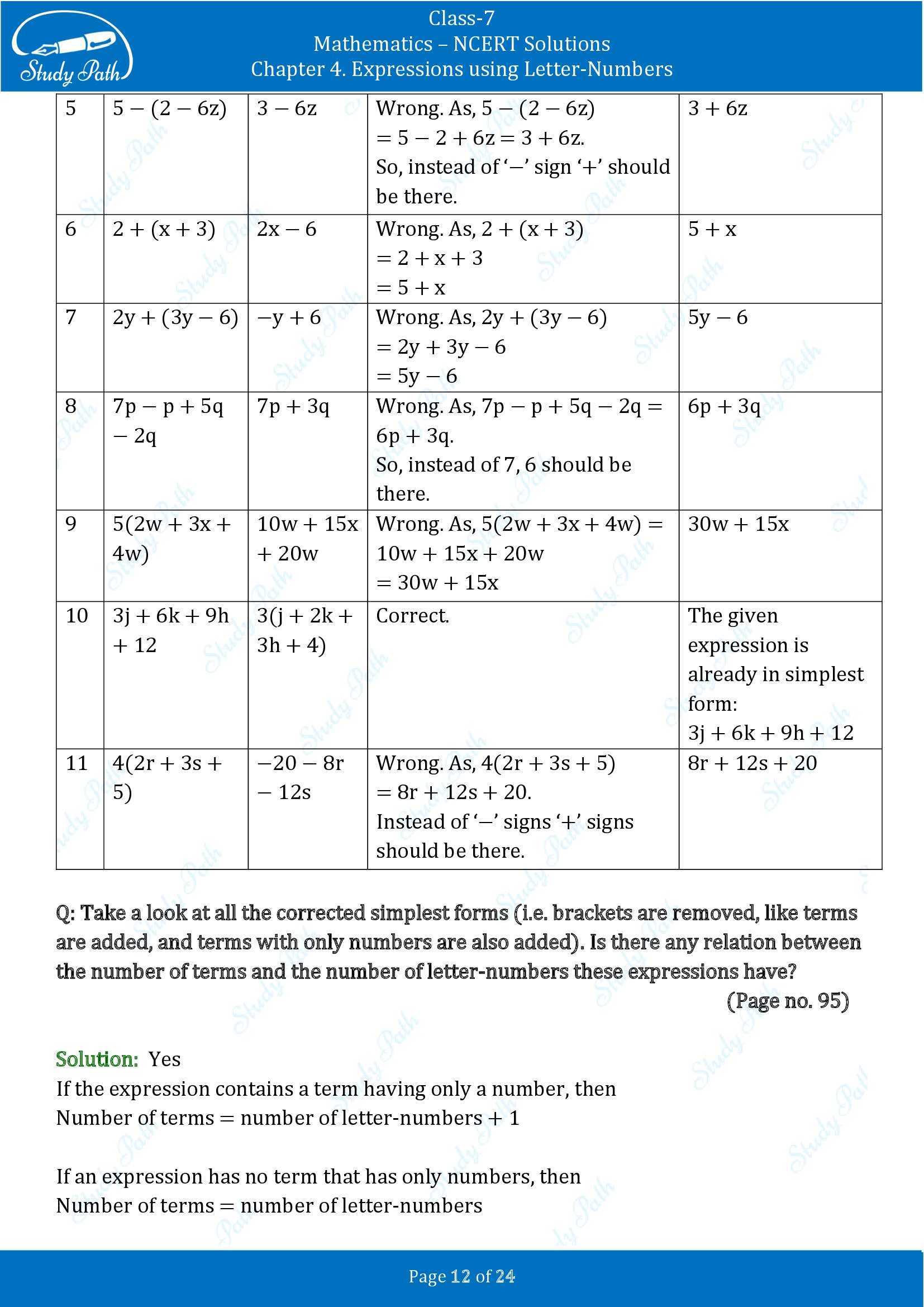 NCERT Solutions for Class 7 Maths Ganit Prakash Part 1 Chapter 4 Expressions using Letter Numbers 00012