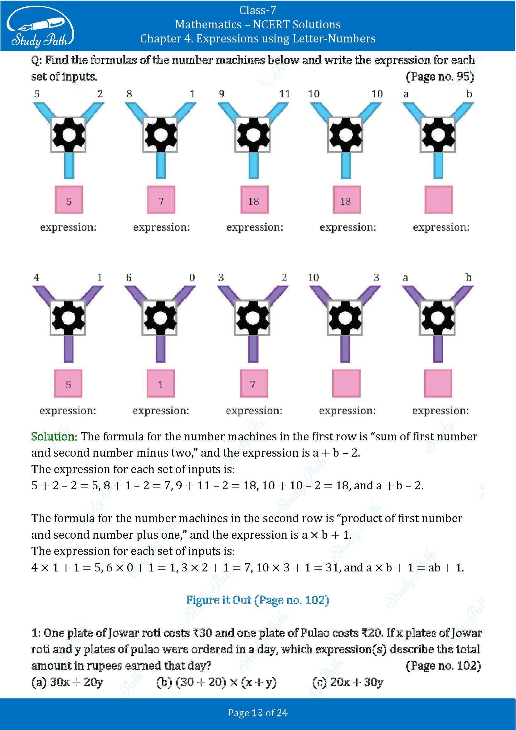 NCERT Solutions for Class 7 Maths Ganit Prakash Part 1 Chapter 4 Expressions using Letter Numbers 00013