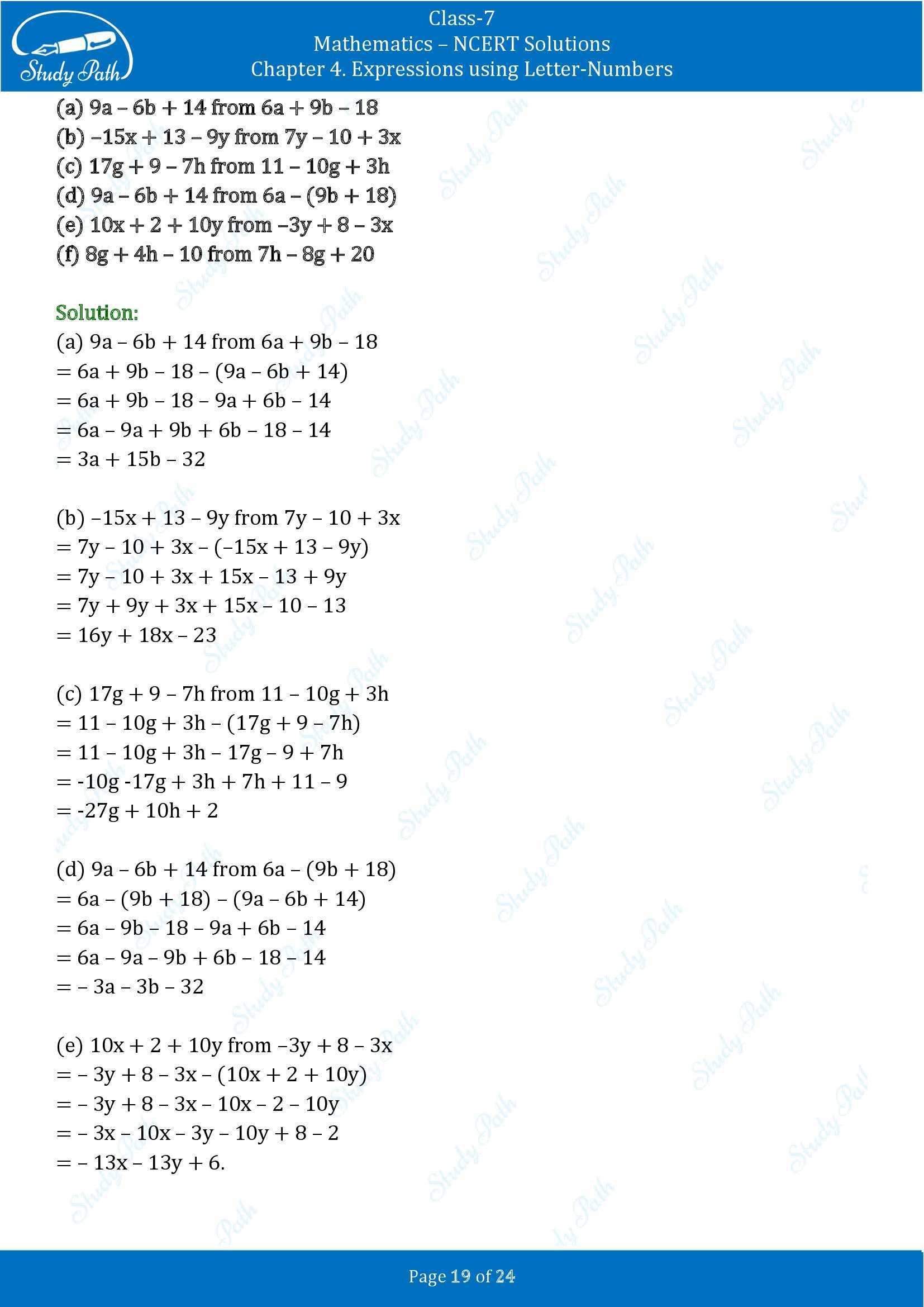 NCERT Solutions for Class 7 Maths Ganit Prakash Part 1 Chapter 4 Expressions using Letter Numbers 00019
