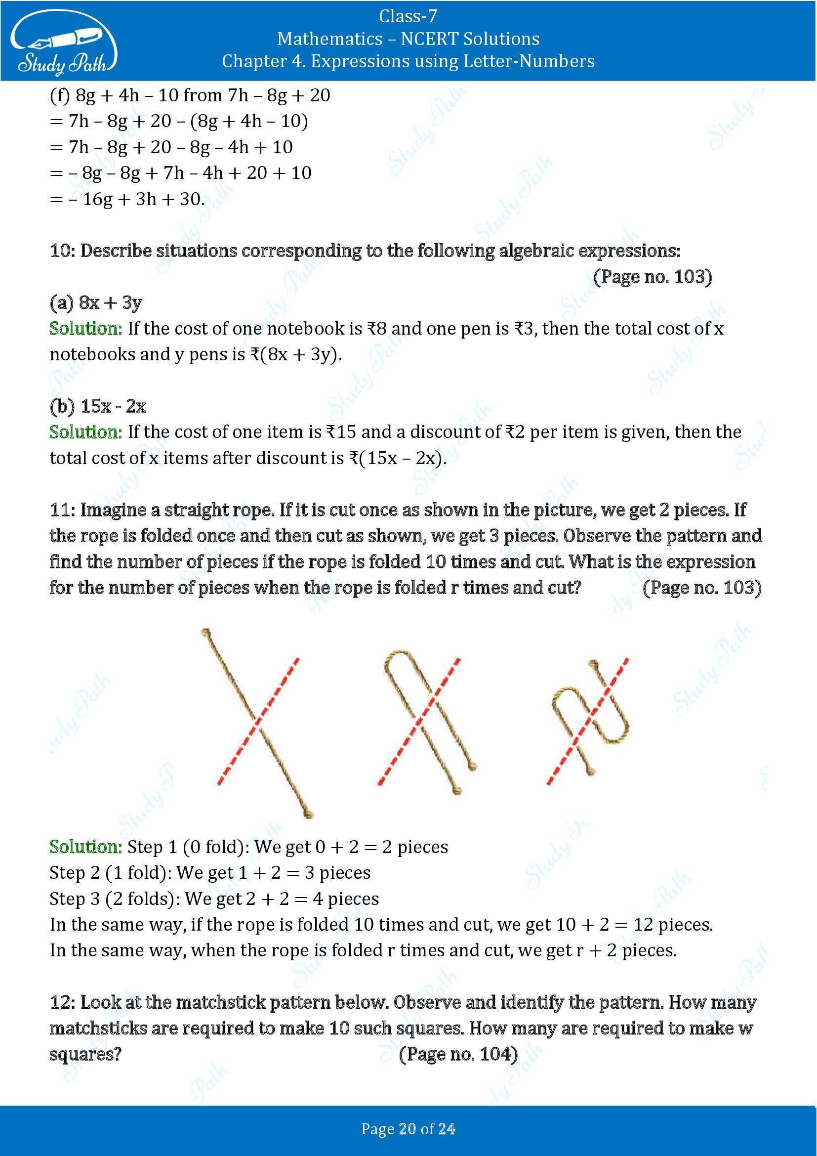 NCERT Solutions for Class 7 Maths Ganit Prakash Part 1 Chapter 4 Expressions using Letter Numbers 00020