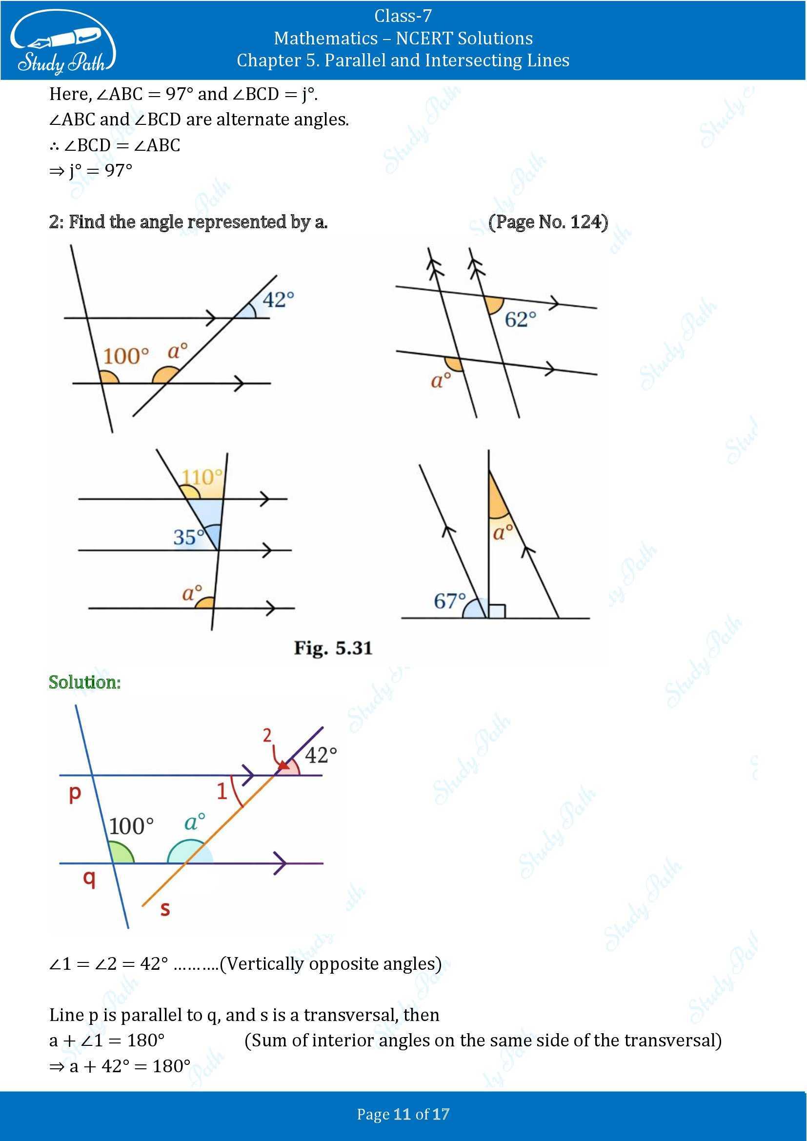NCERT Solutions for Class 7 Maths Ganit Prakash Part 1 Chapter 5 Parallel and Intersecting Lines 00011