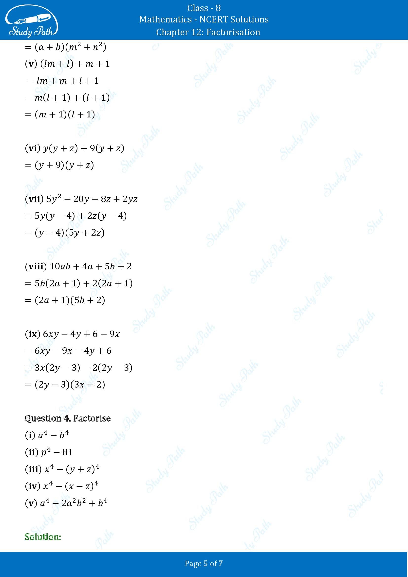 NCERT Solutions for Class 8 Maths Chapter 12 Factorisation Exercise 12.2 00005